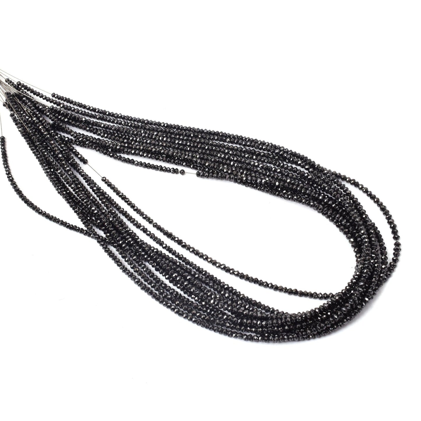 Black Diamond Beads 2.2 - 3 mm Faceted Rondelle Diamond Beads