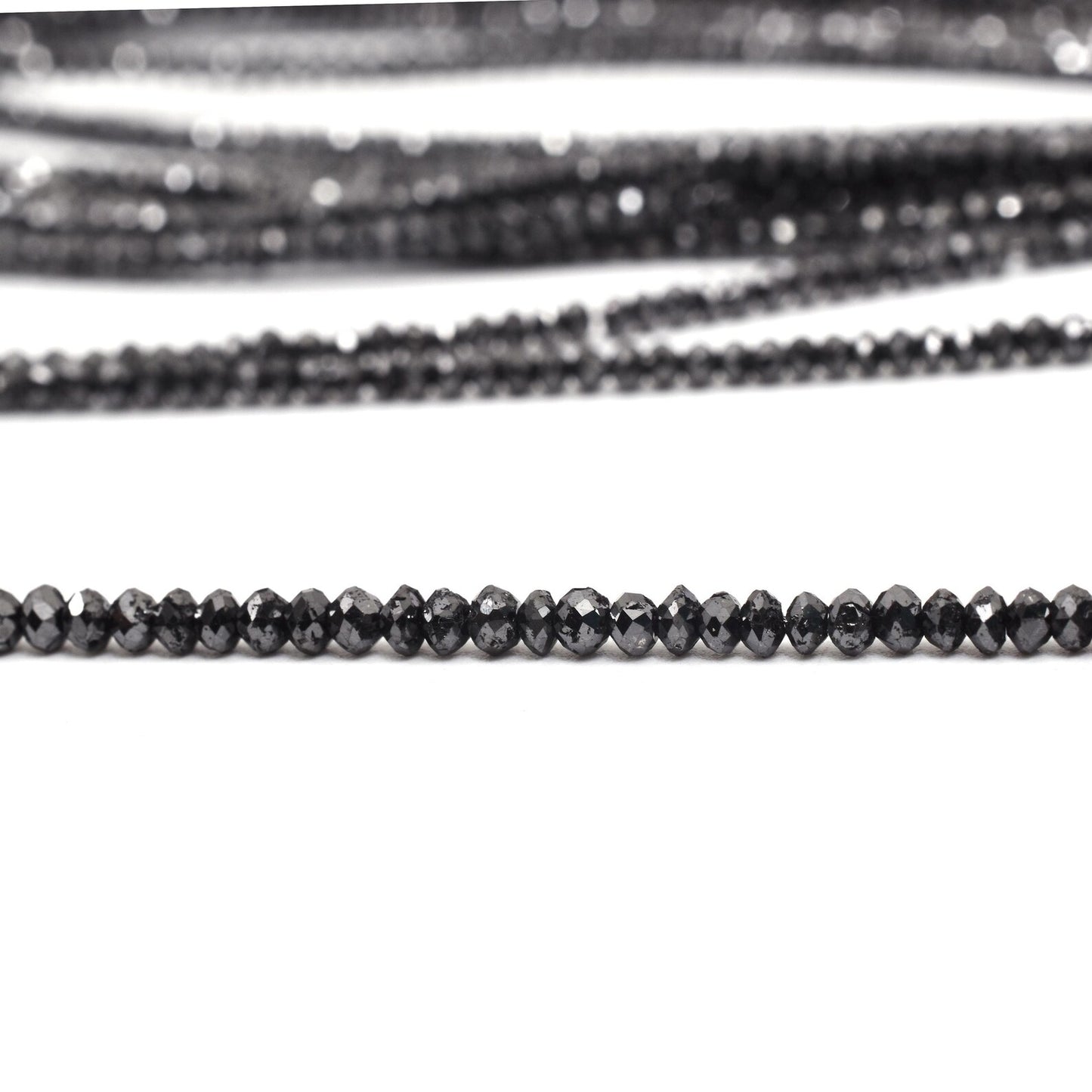 Black Diamond Beads 2.2 - 3 mm Faceted Rondelle Diamond Beads