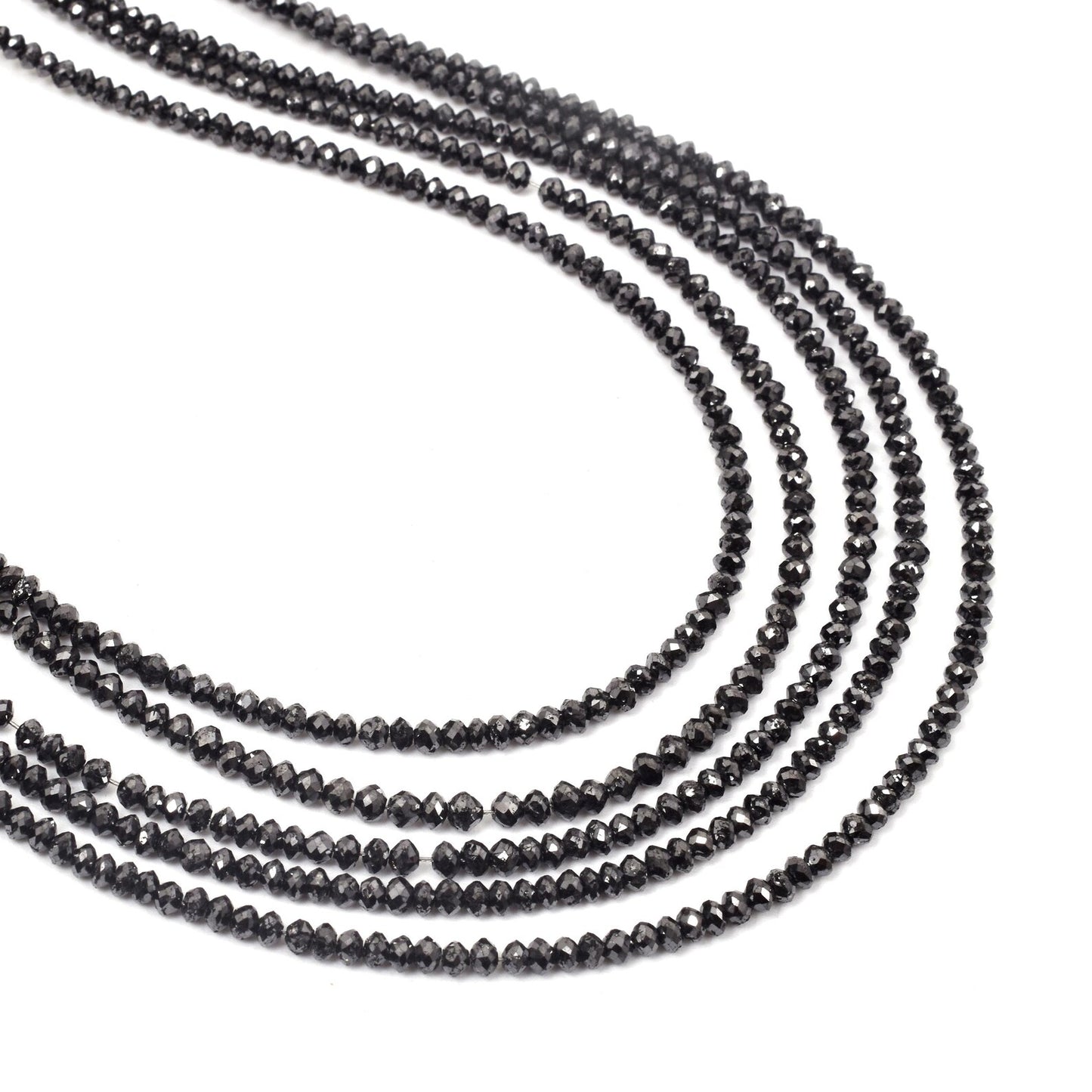 Black Diamond Beads 2.2 - 3 mm Faceted Rondelle Diamond Beads