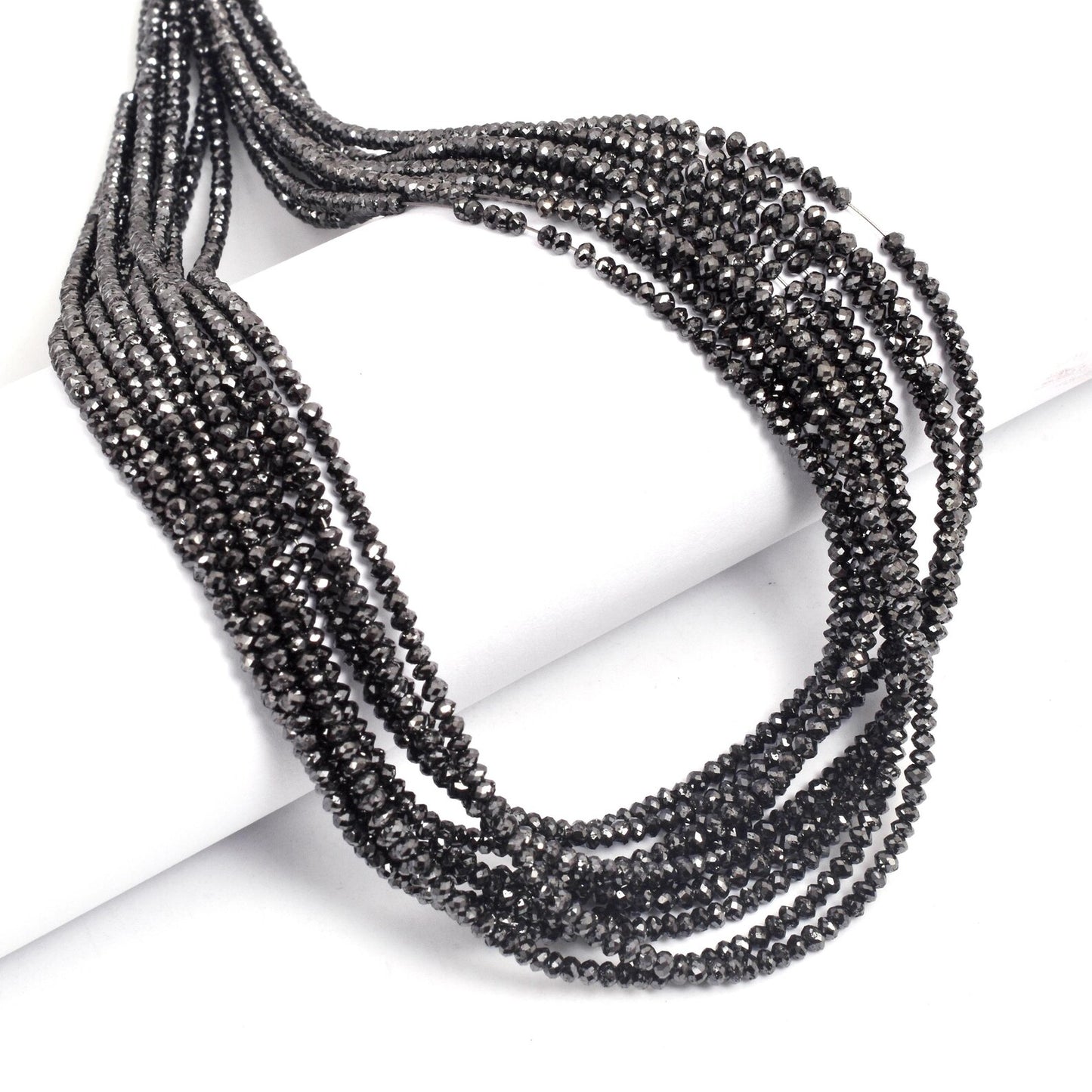 Black Diamond Beads 2.2 - 3 mm Faceted Rondelle Diamond Beads