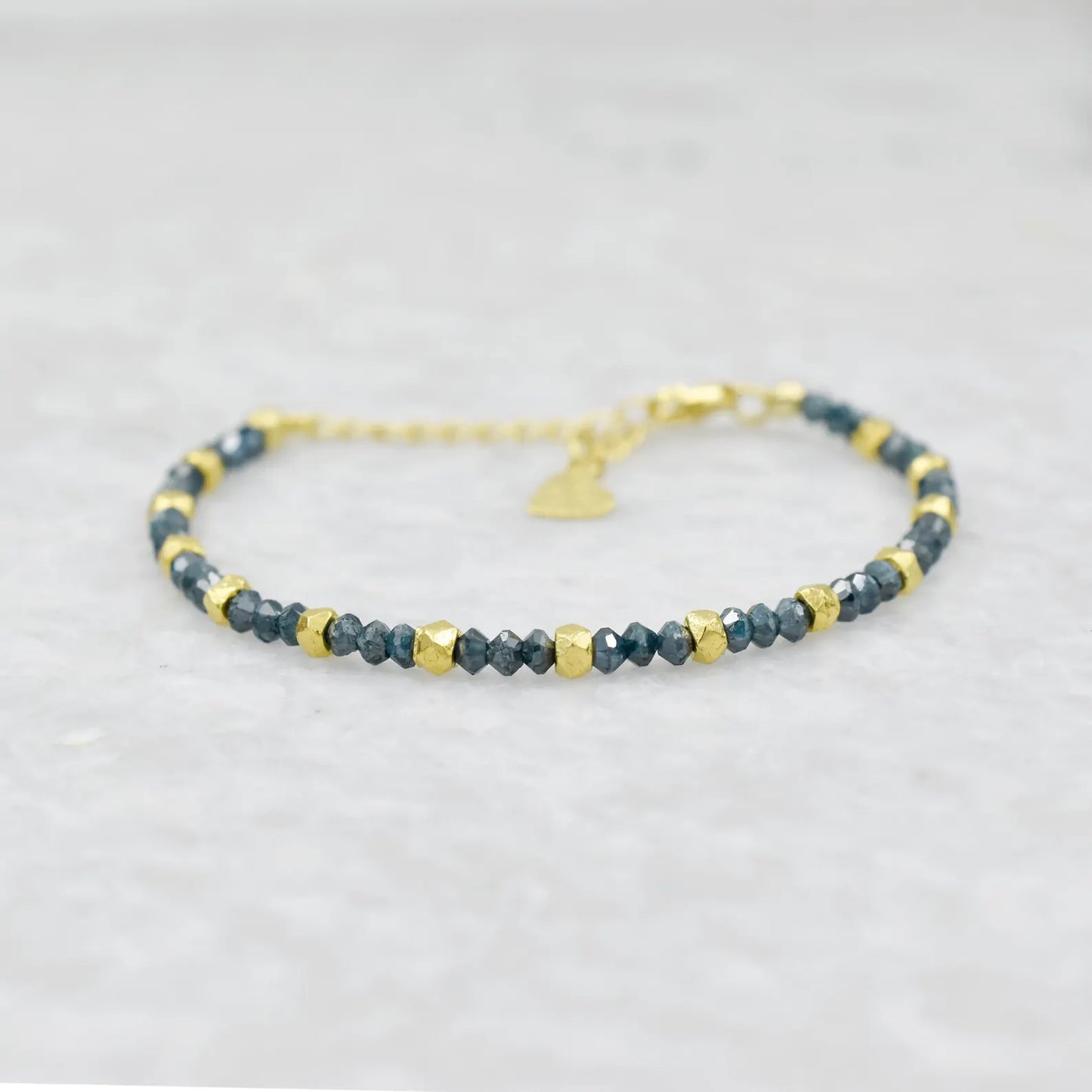 Blue Diamond Bracelet Faceted Rondelle Diamond