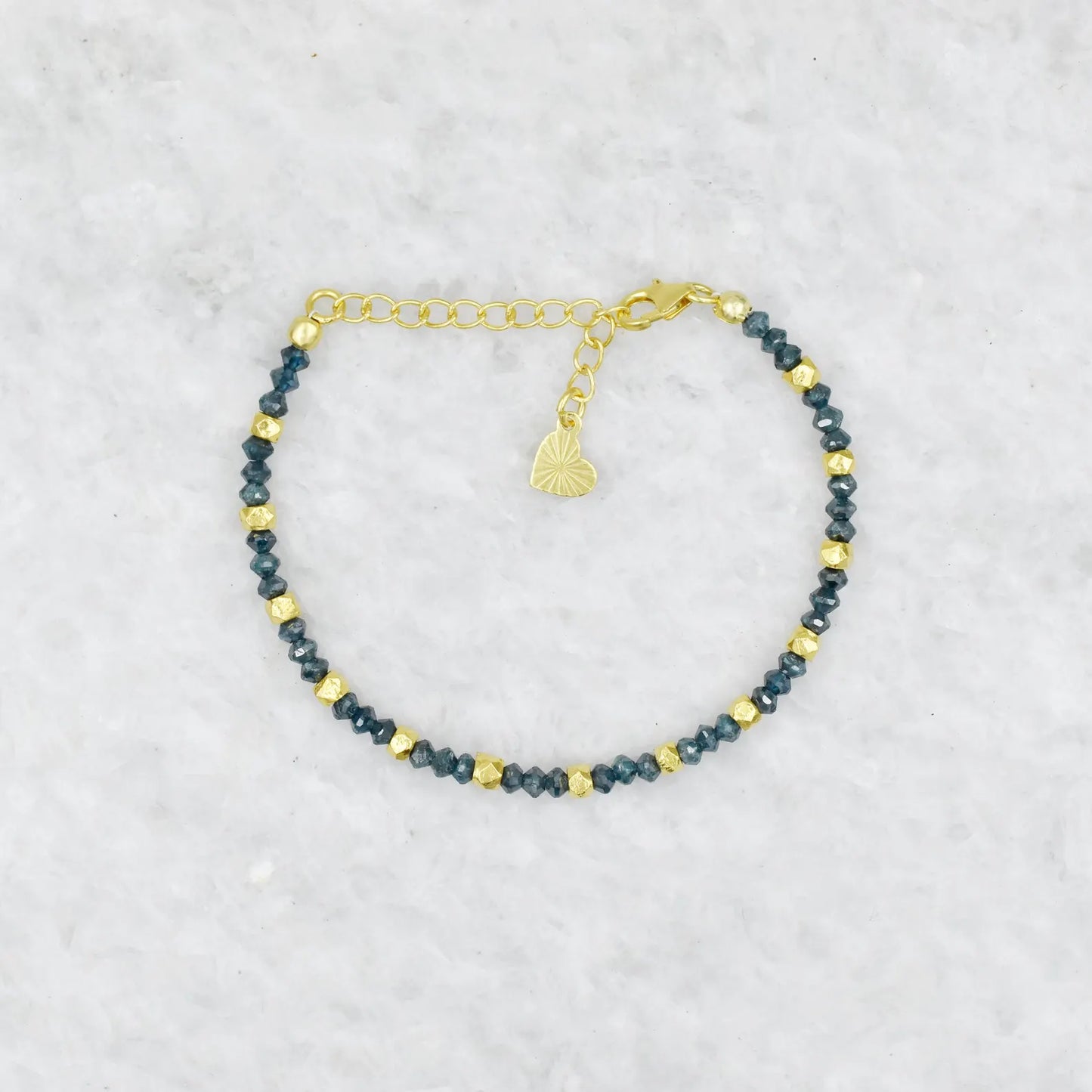 Blue Diamond Bracelet Faceted Rondelle Diamond