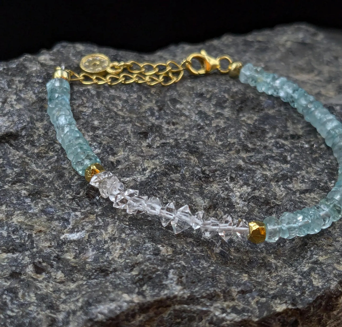 Aquamarine & Herkimer Gemstone Bracelet