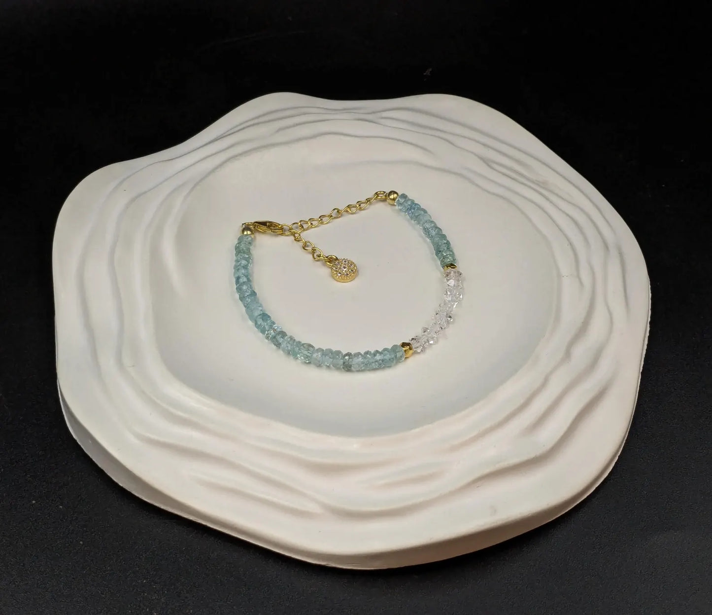 Aquamarine & Herkimer Gemstone Bracelet