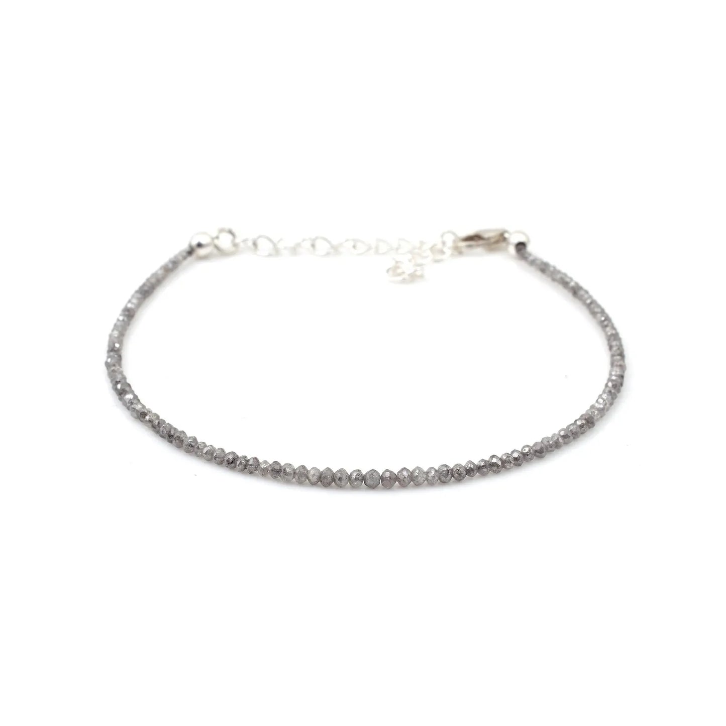 Grey Diamond Beads Bracelet 1.8 - 2.2 mm Faceted Rondelle Beads