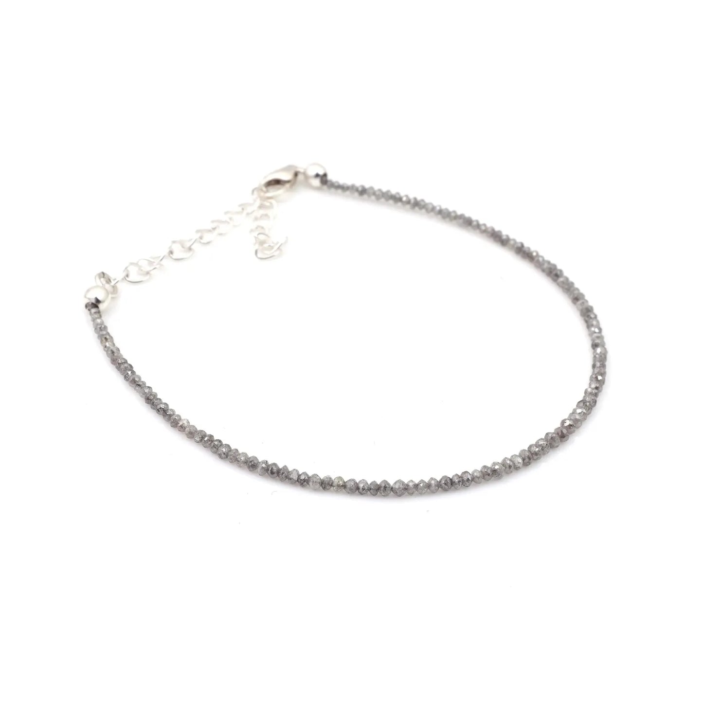 Grey Diamond Beads Bracelet 1.8 - 2.2 mm Faceted Rondelle Beads