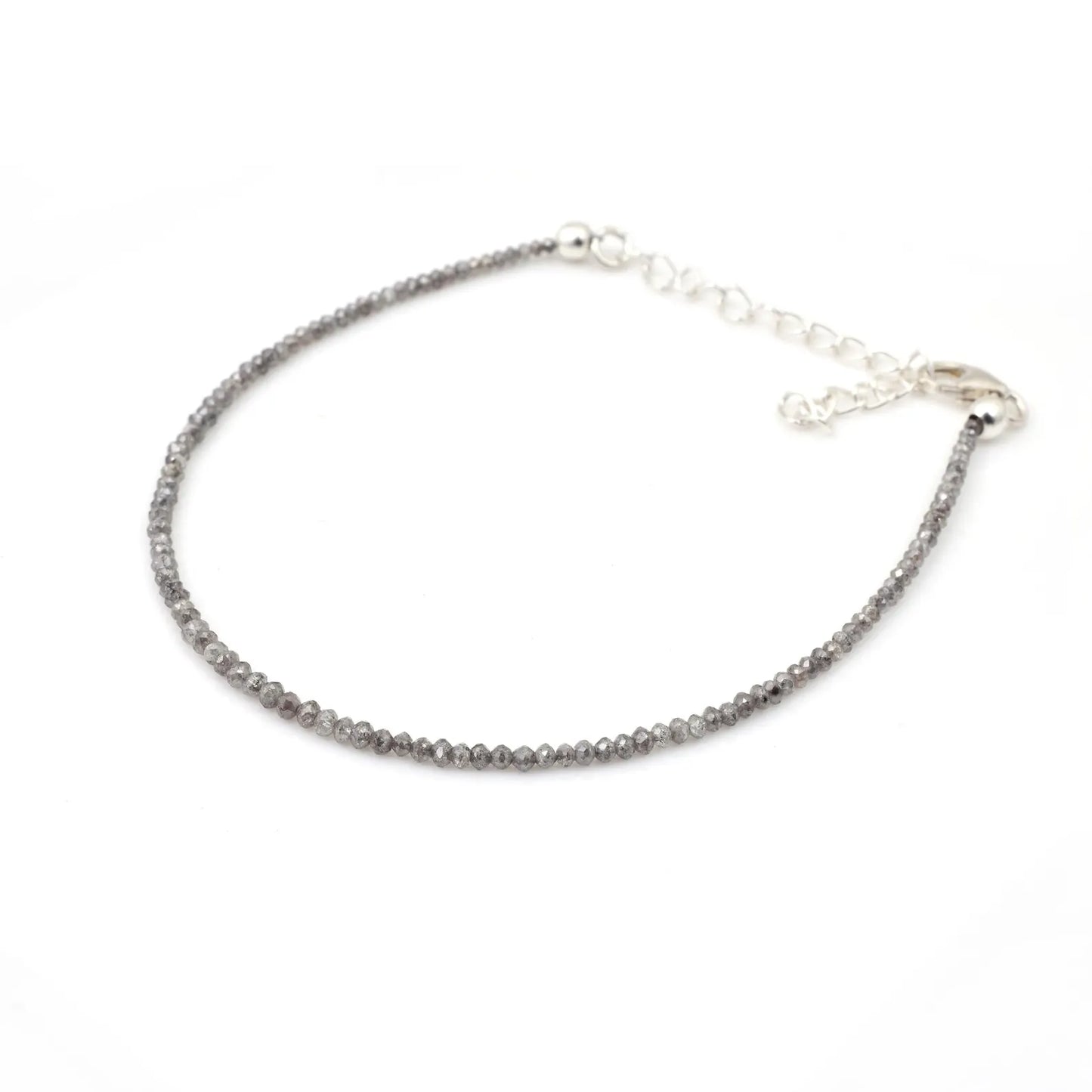 Grey Diamond Beads Bracelet 1.8 - 2.2 mm Faceted Rondelle Beads