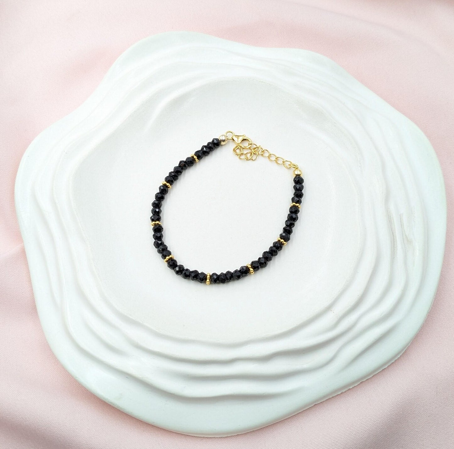 Black Spinel Bracelet 18K Gold Filled