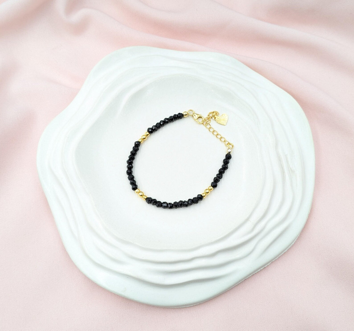 Black Spinel 18K Gold Filled Bracelet