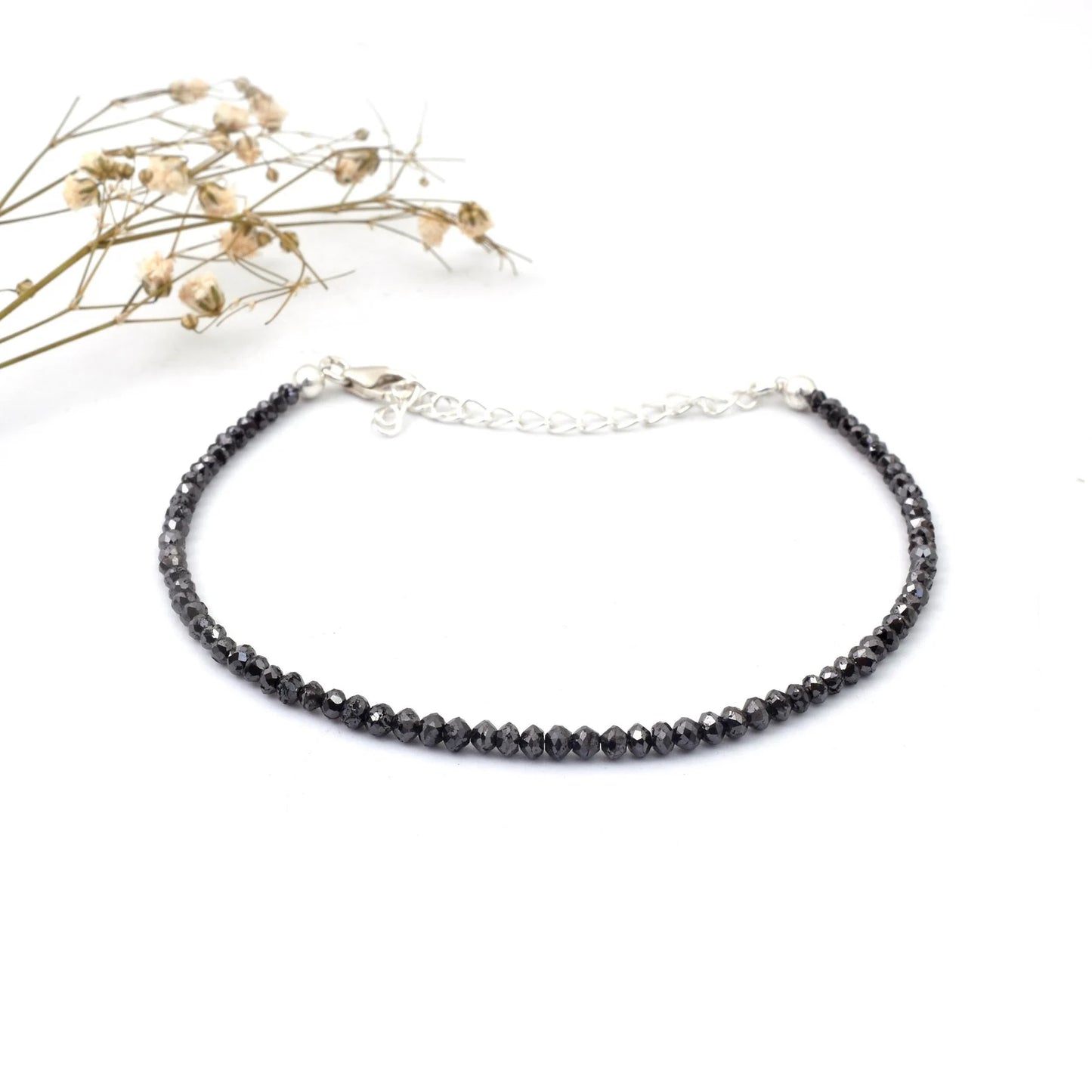 AAA+ Black Diamond Bracelet 2.5 - 3MM Beads