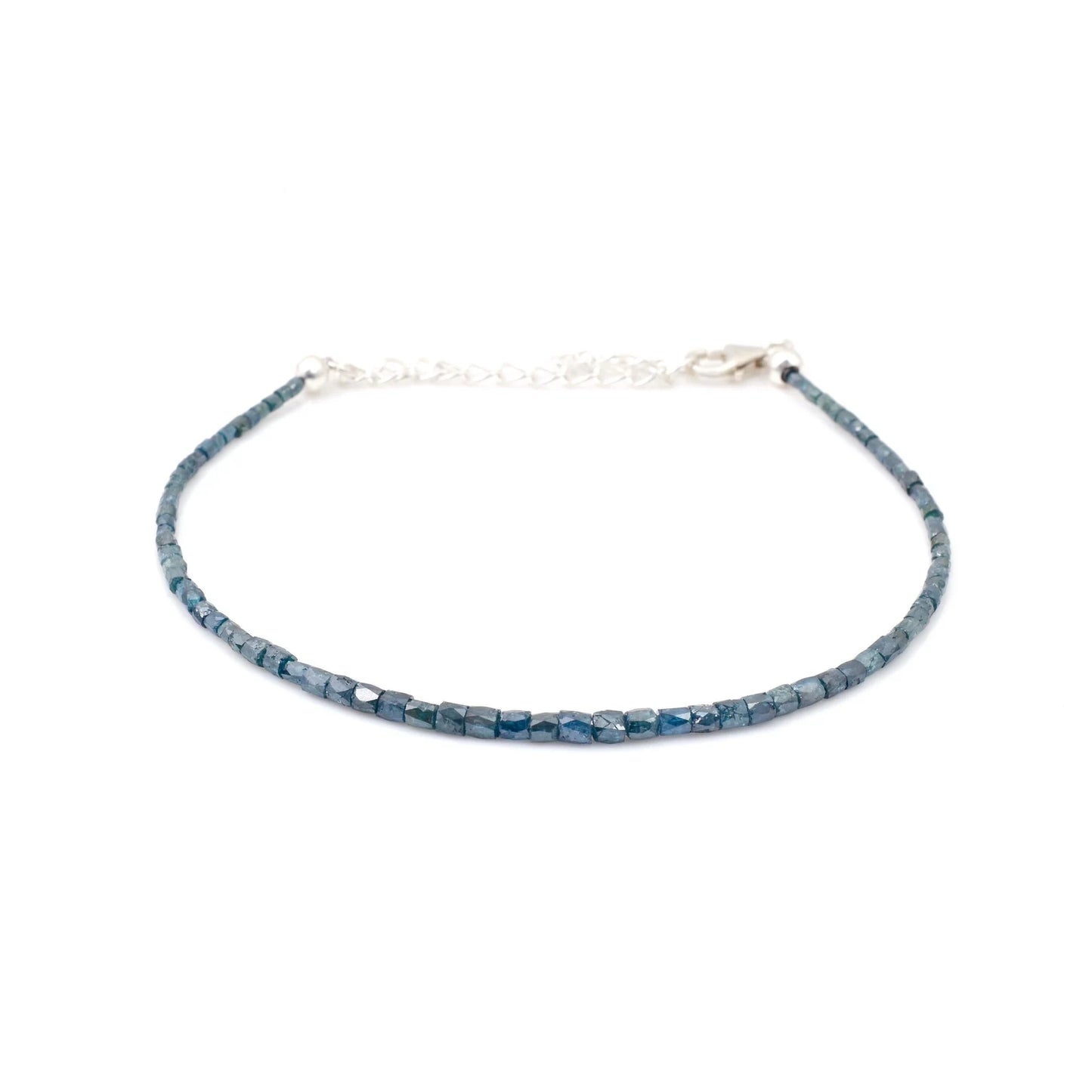 TUBE Blue Diamond Bracelet 1.5 - 2.5 MM Faceted Diamond Beaded Bracelet
