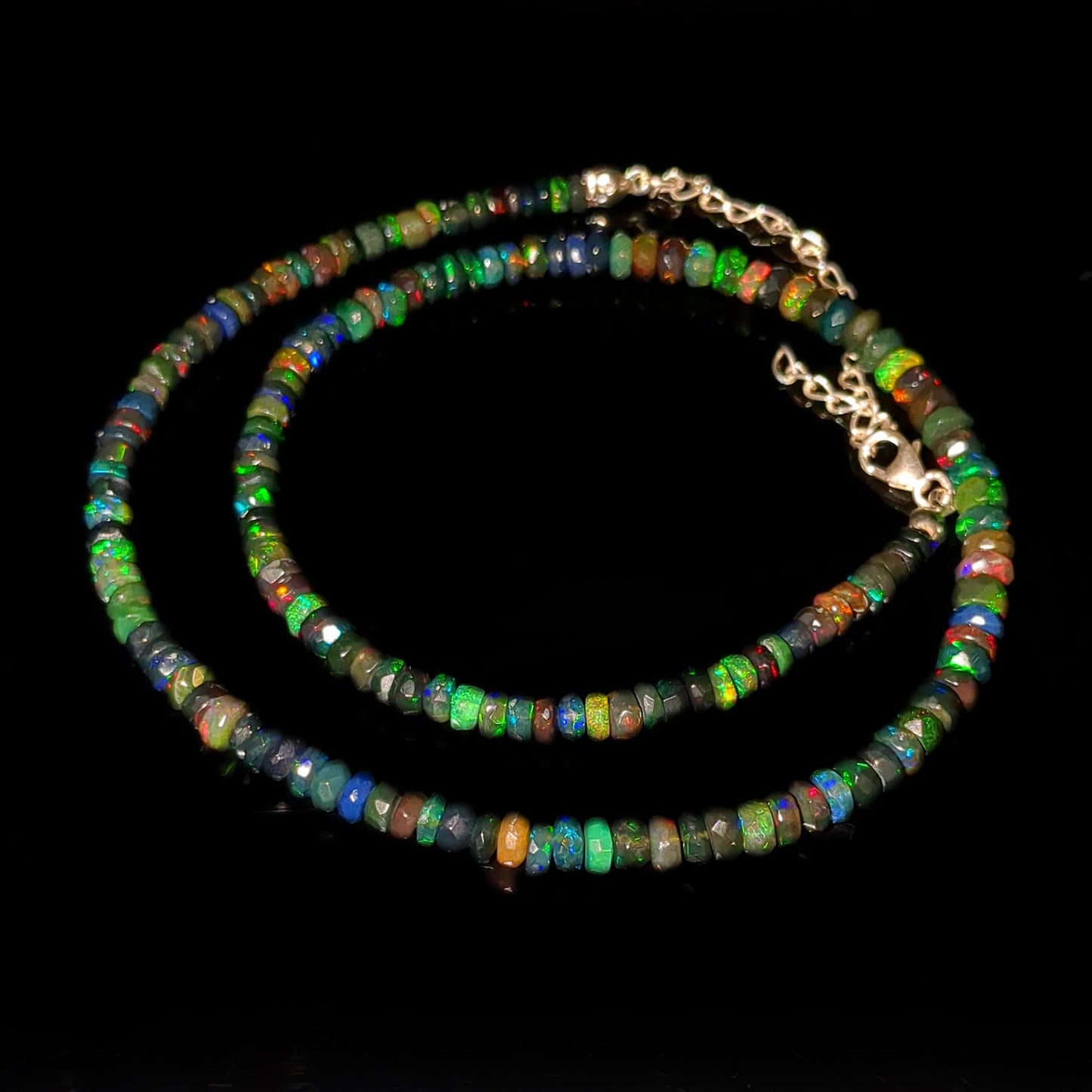Black Opal Faceted Rondelle Beads Necklace