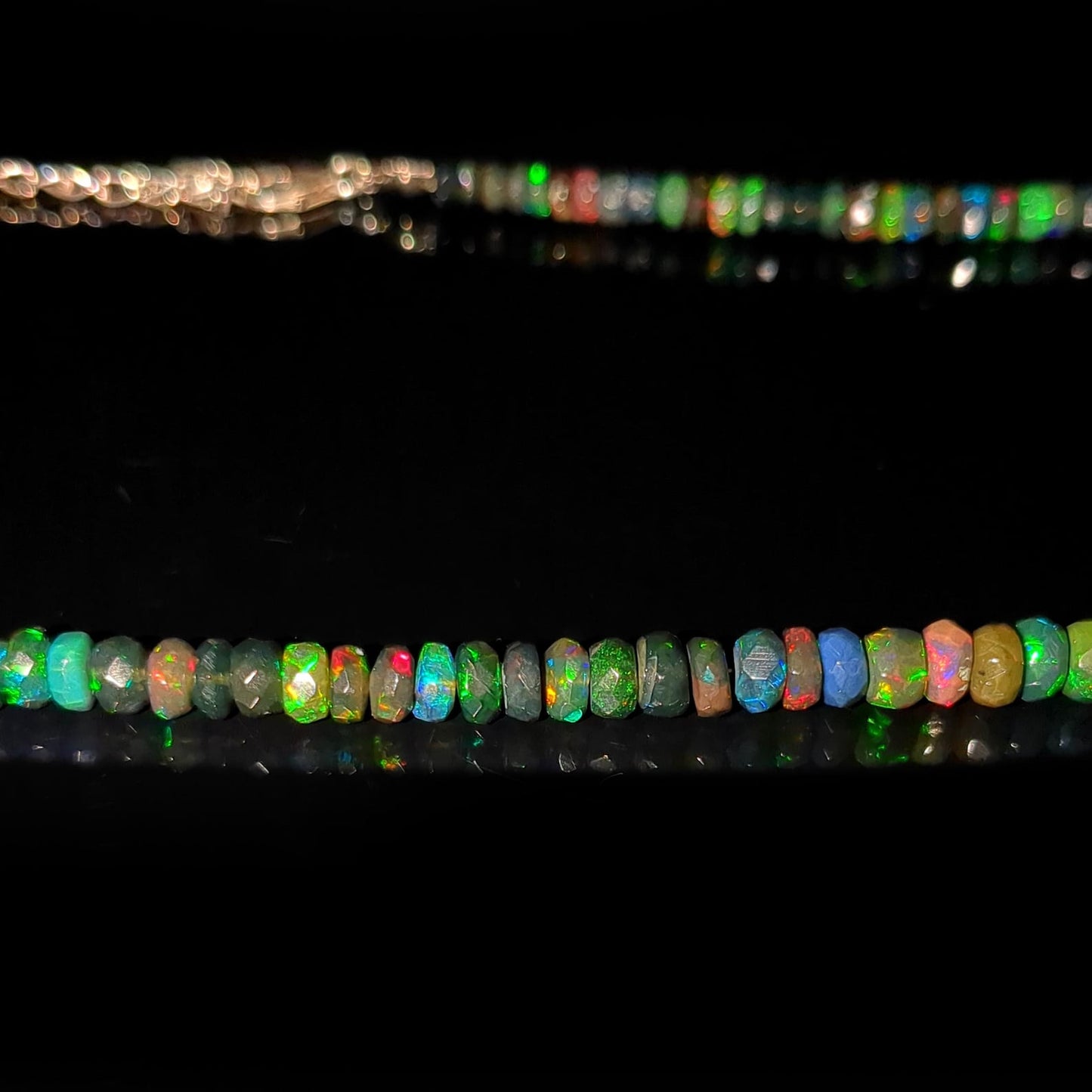 Black Opal Faceted Rondelle Beads Necklace