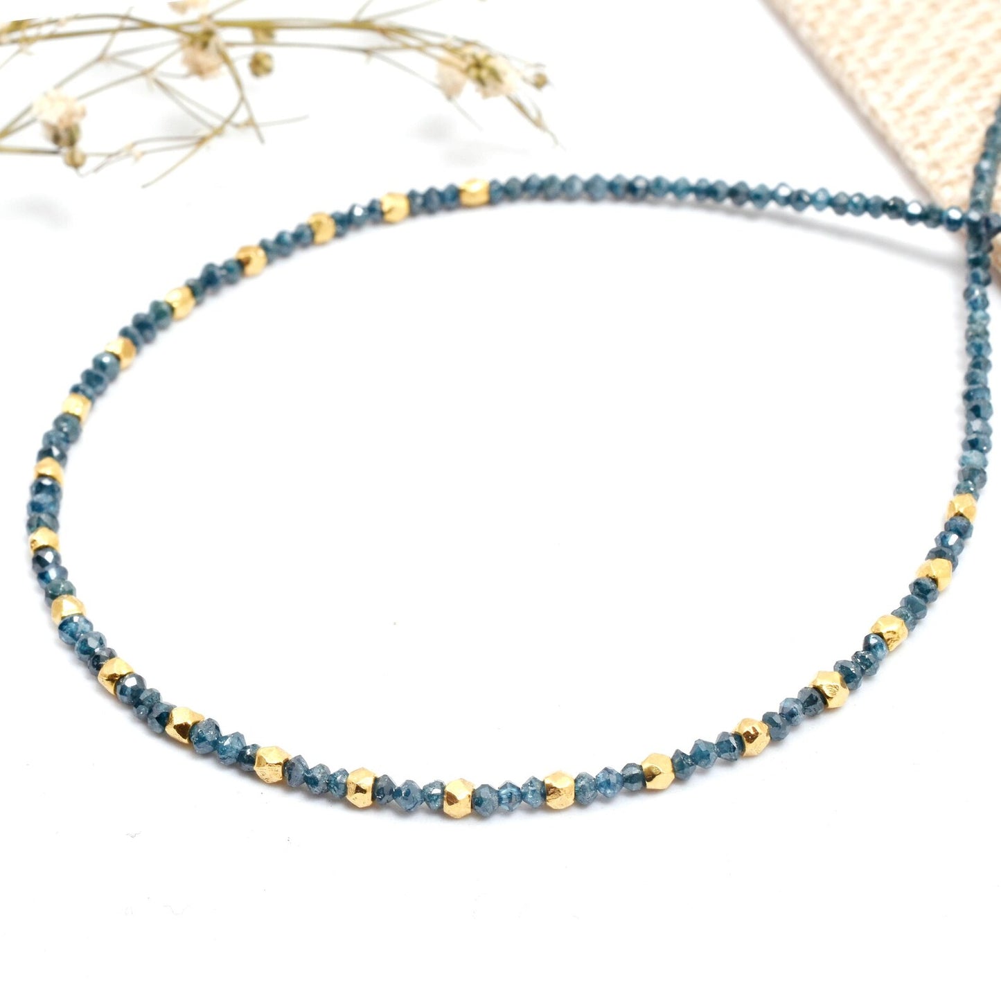 Blue Diamond Necklace 925 Sterling Silver Gold Filled Jewelry