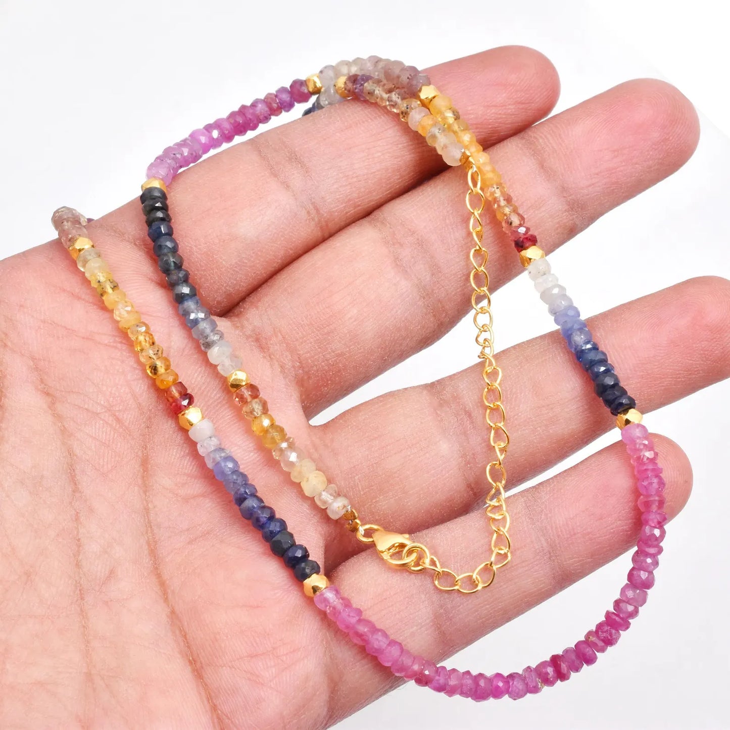 AAA+ Multi Sapphire Necklace 3.5 - 4 mm