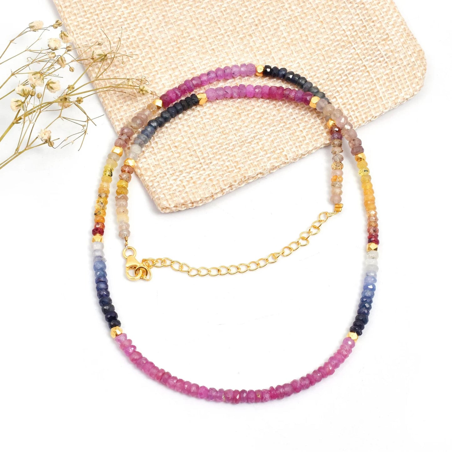 AAA+ Multi Sapphire Necklace 3.5 - 4 mm