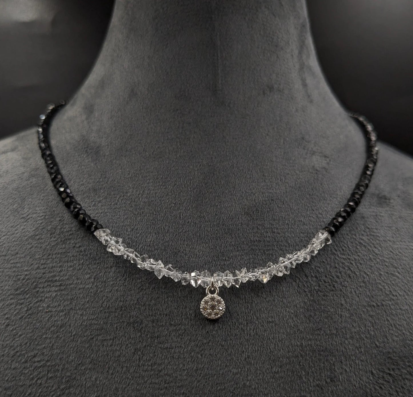 Black Spinel & Herkimer Necklace