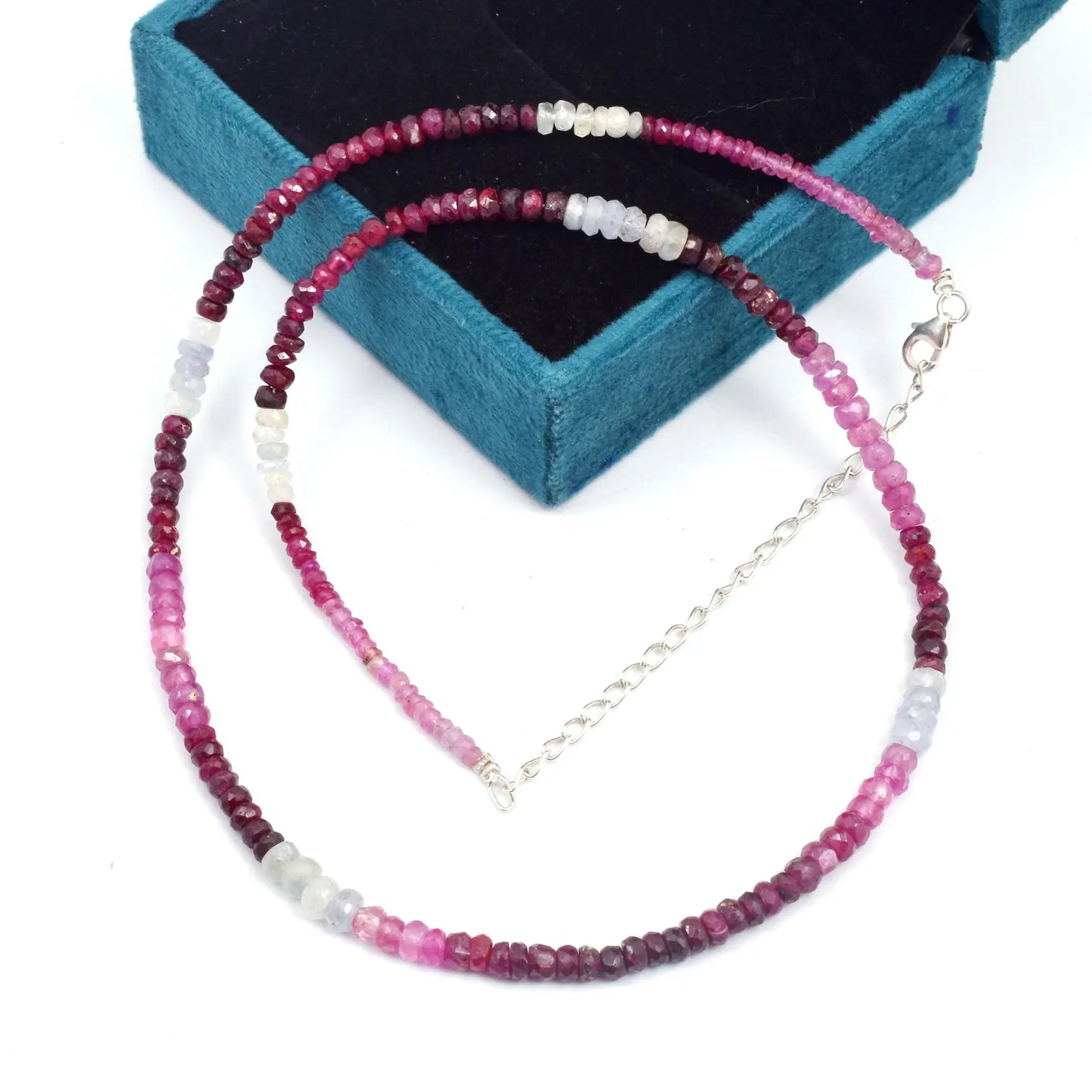 Ruby Shaded Gemstone Beads Necklace
