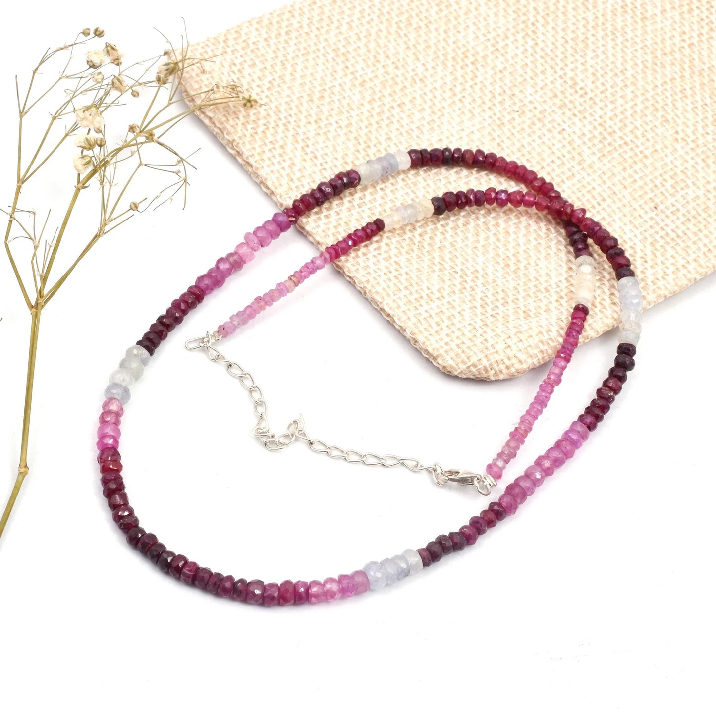 Ruby Shaded Gemstone Beads Necklace