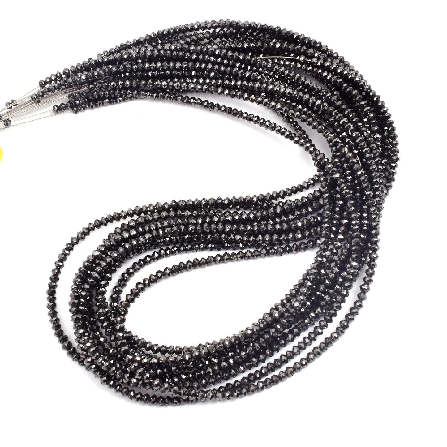 Black Diamond Beads 2.2 - 3 mm Faceted Rondelle Diamond Beads