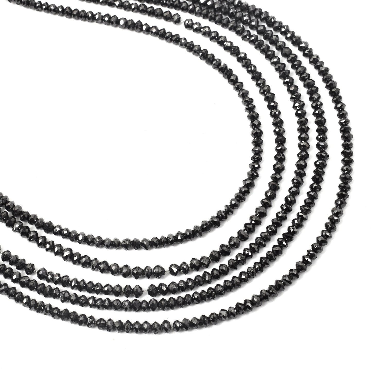 Black Diamond Beads 2.2 - 3 mm Faceted Rondelle Diamond Beads