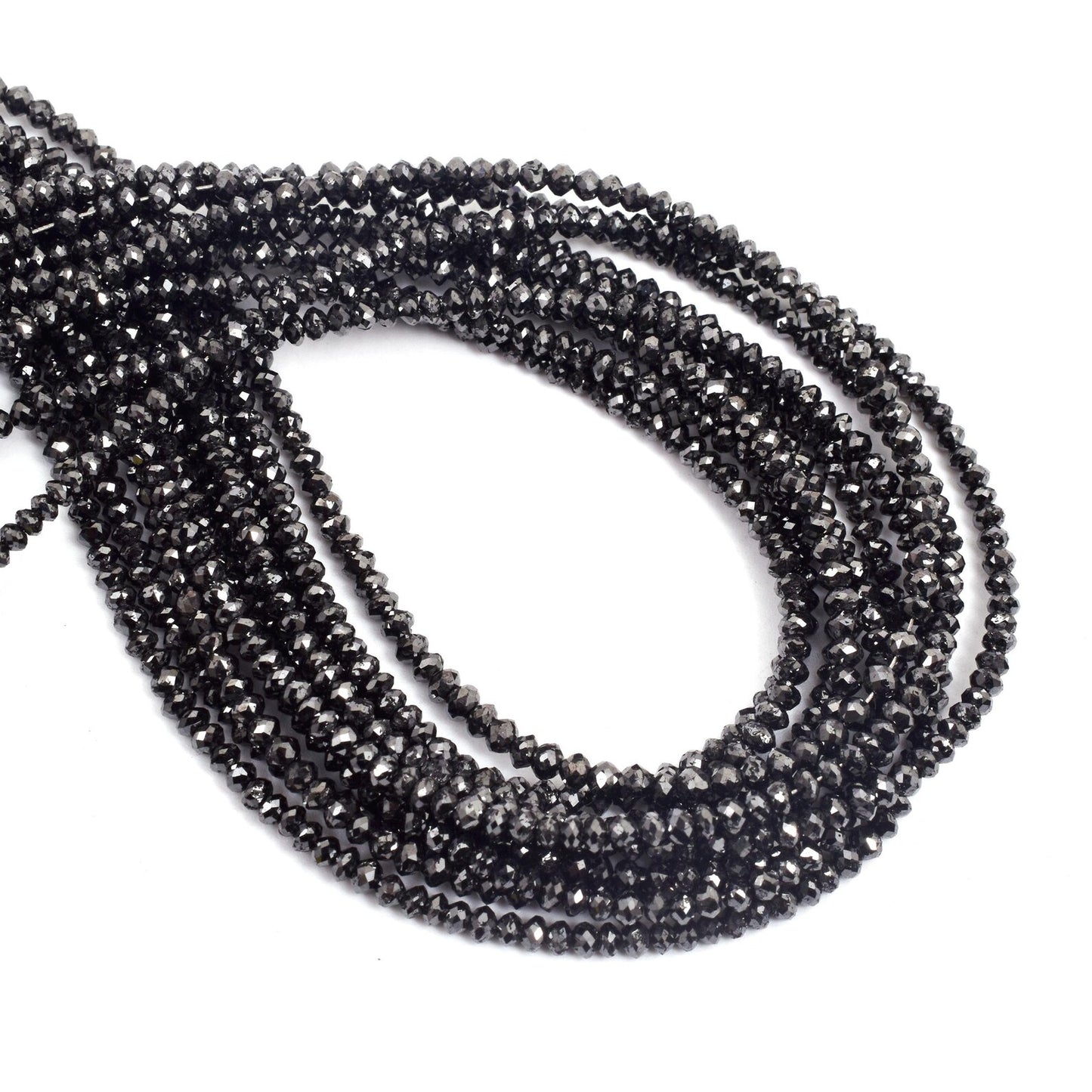 Black Diamond Beads 2.2 - 3 mm Faceted Rondelle Diamond Beads