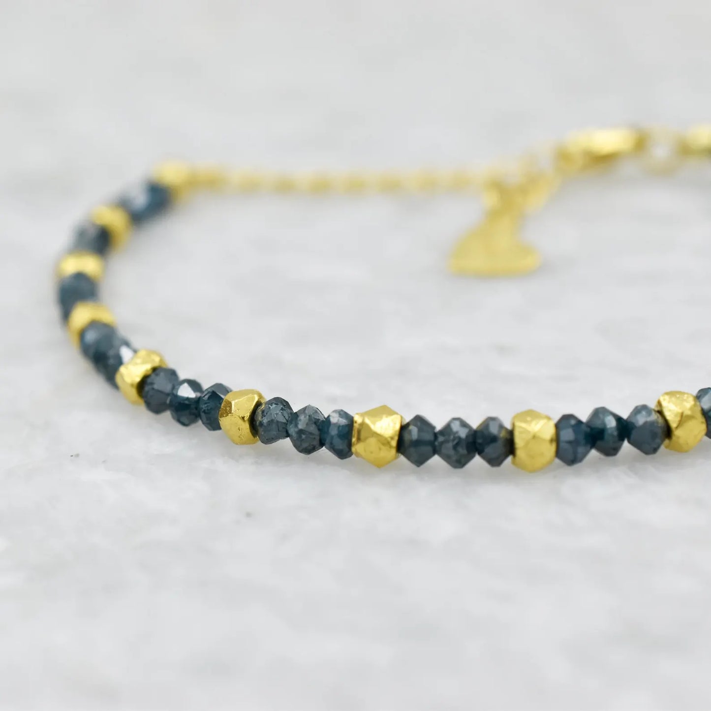 Blue Diamond Bracelet Faceted Rondelle Diamond