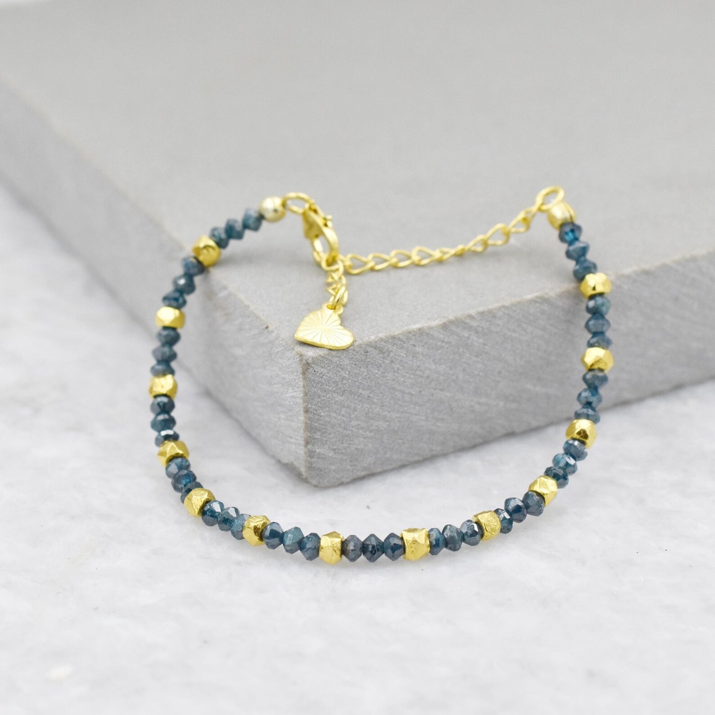 Blue Diamond Bracelet Faceted Rondelle Diamond