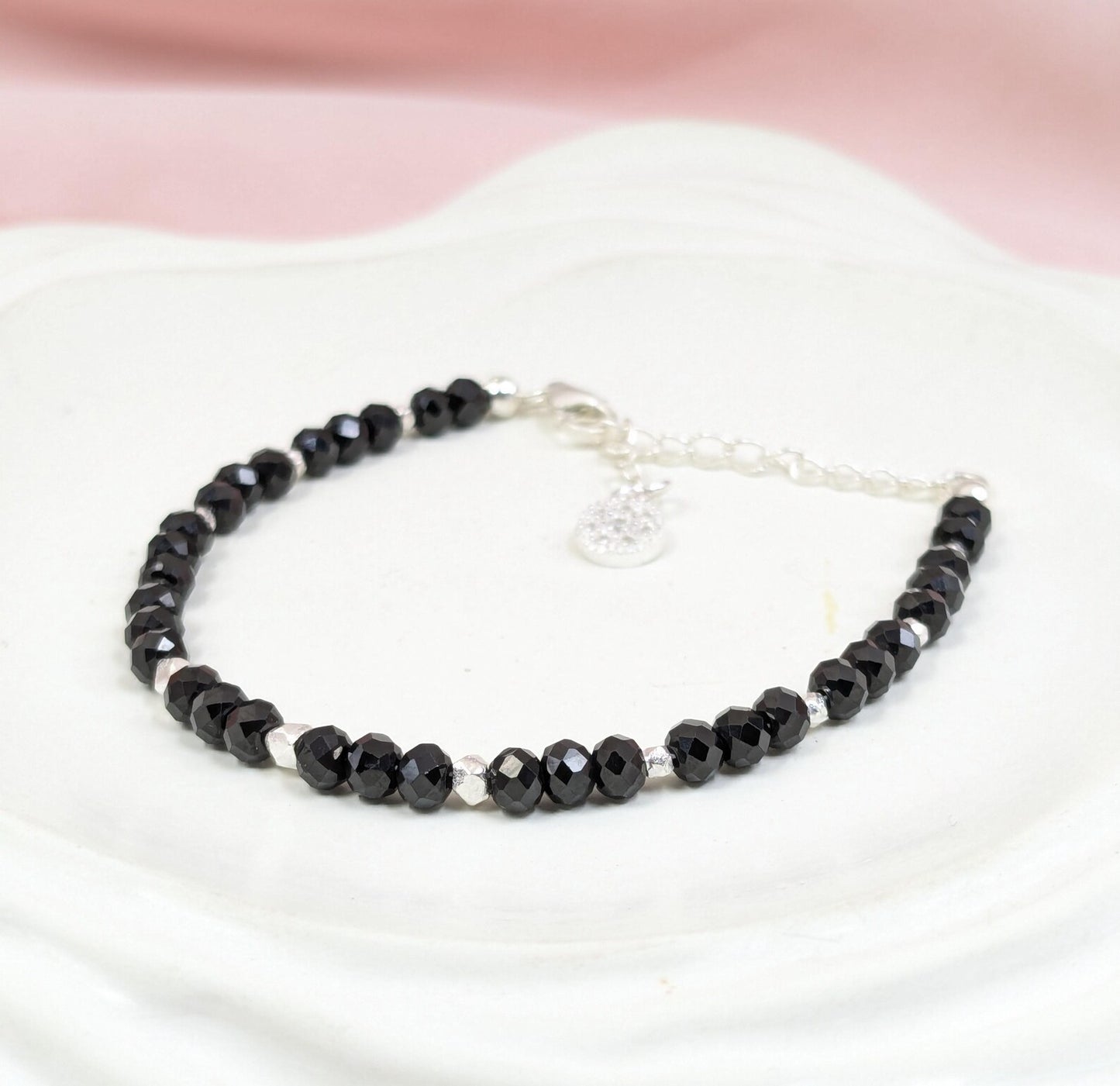 Black Spinel 925 Sterling Silver Bracelet
