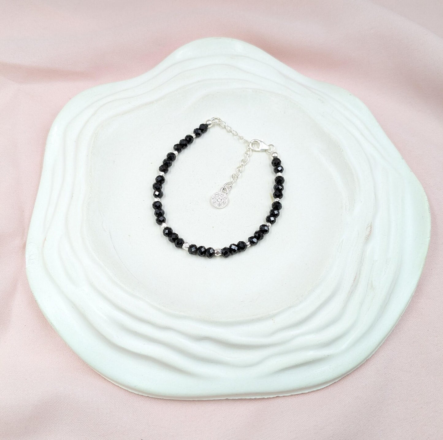 Black Spinel 925 Sterling Silver Bracelet