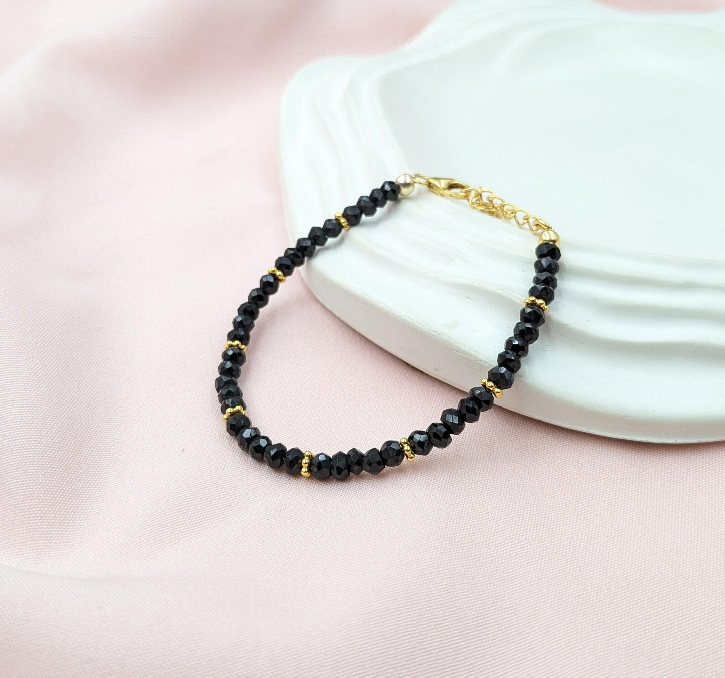 Black Spinel Bracelet 18K Gold Filled