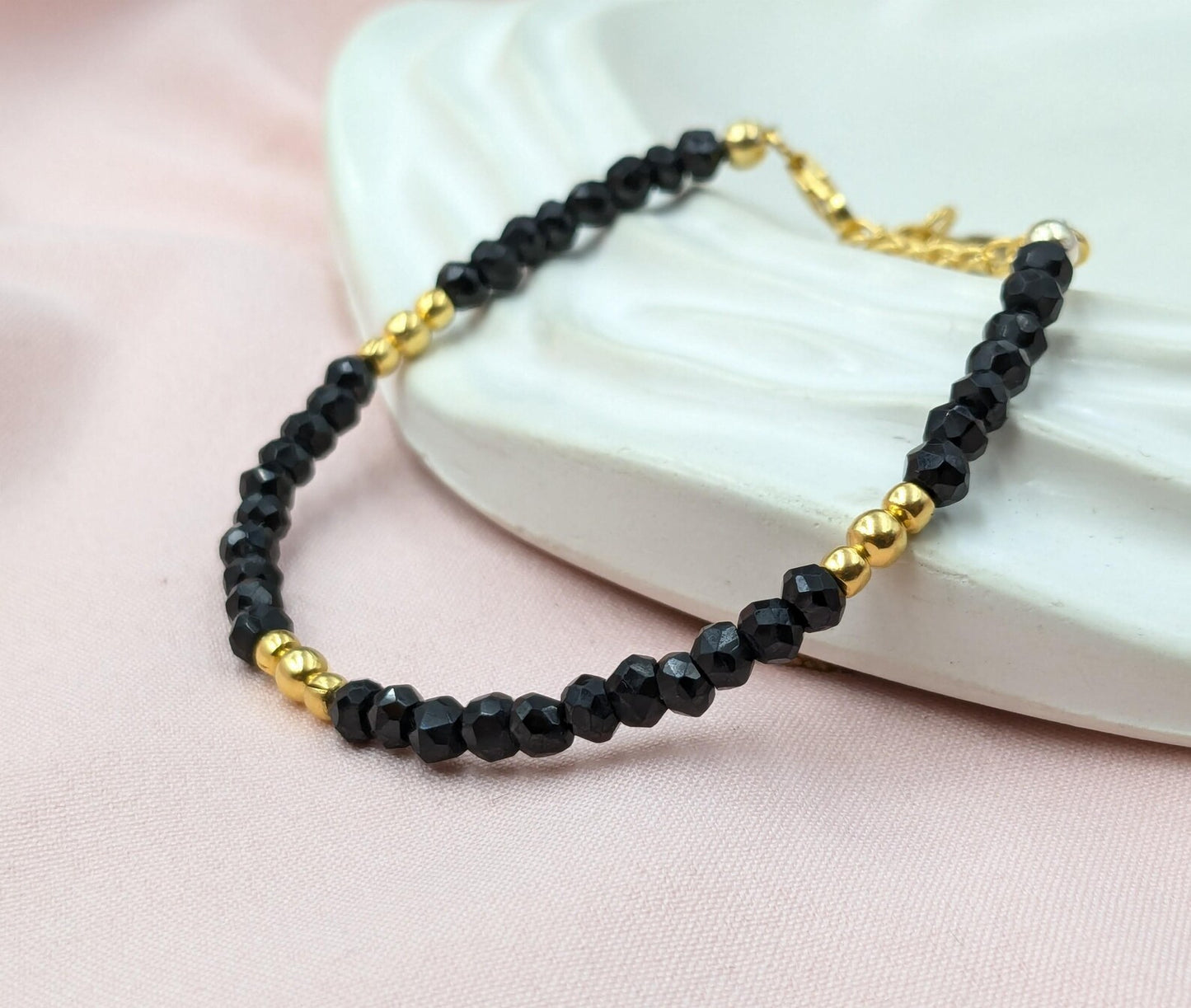 Black Spinel 18K Gold Filled Bracelet