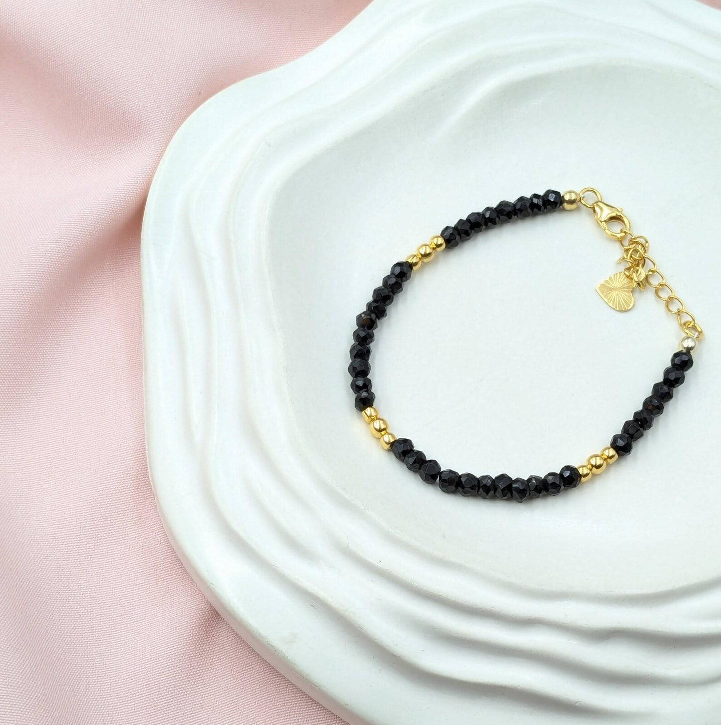 Black Spinel 18K Gold Filled Bracelet