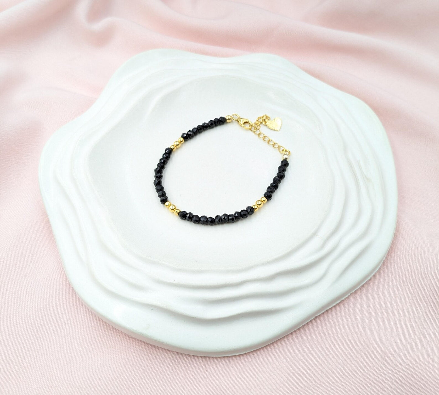 Black Spinel 18K Gold Filled Bracelet