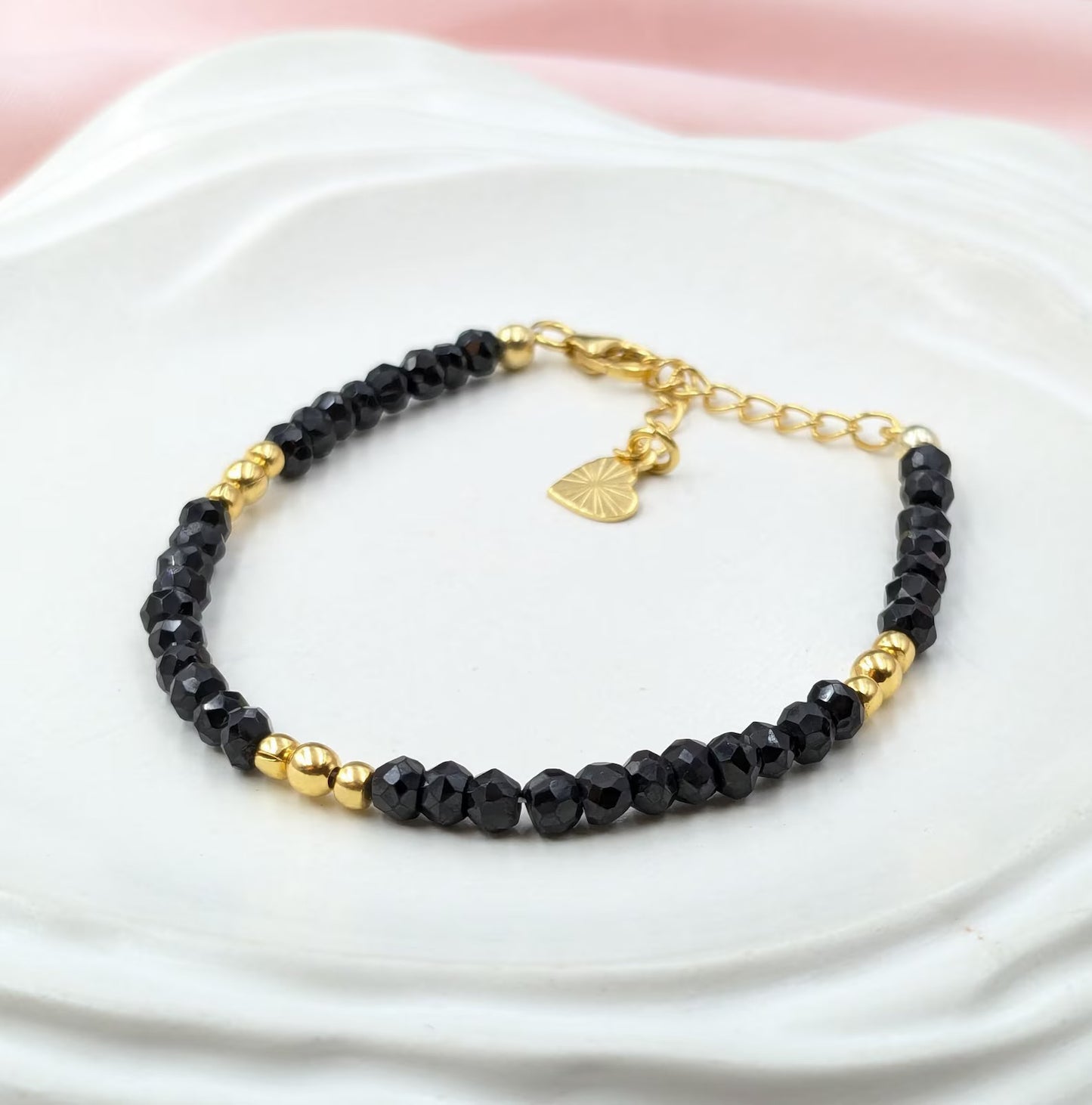 Black Spinel 18K Gold Filled Bracelet