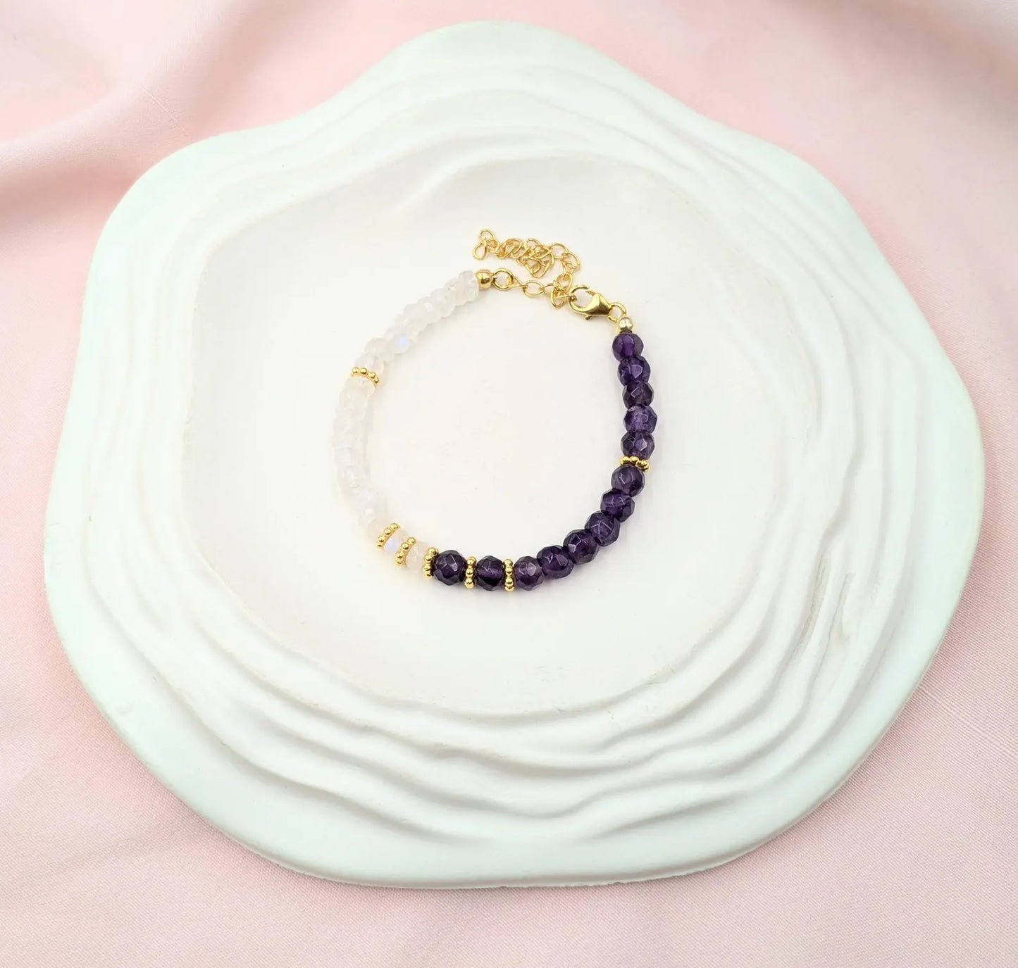 Amethyst & Rainbow Moonstone Bracelet