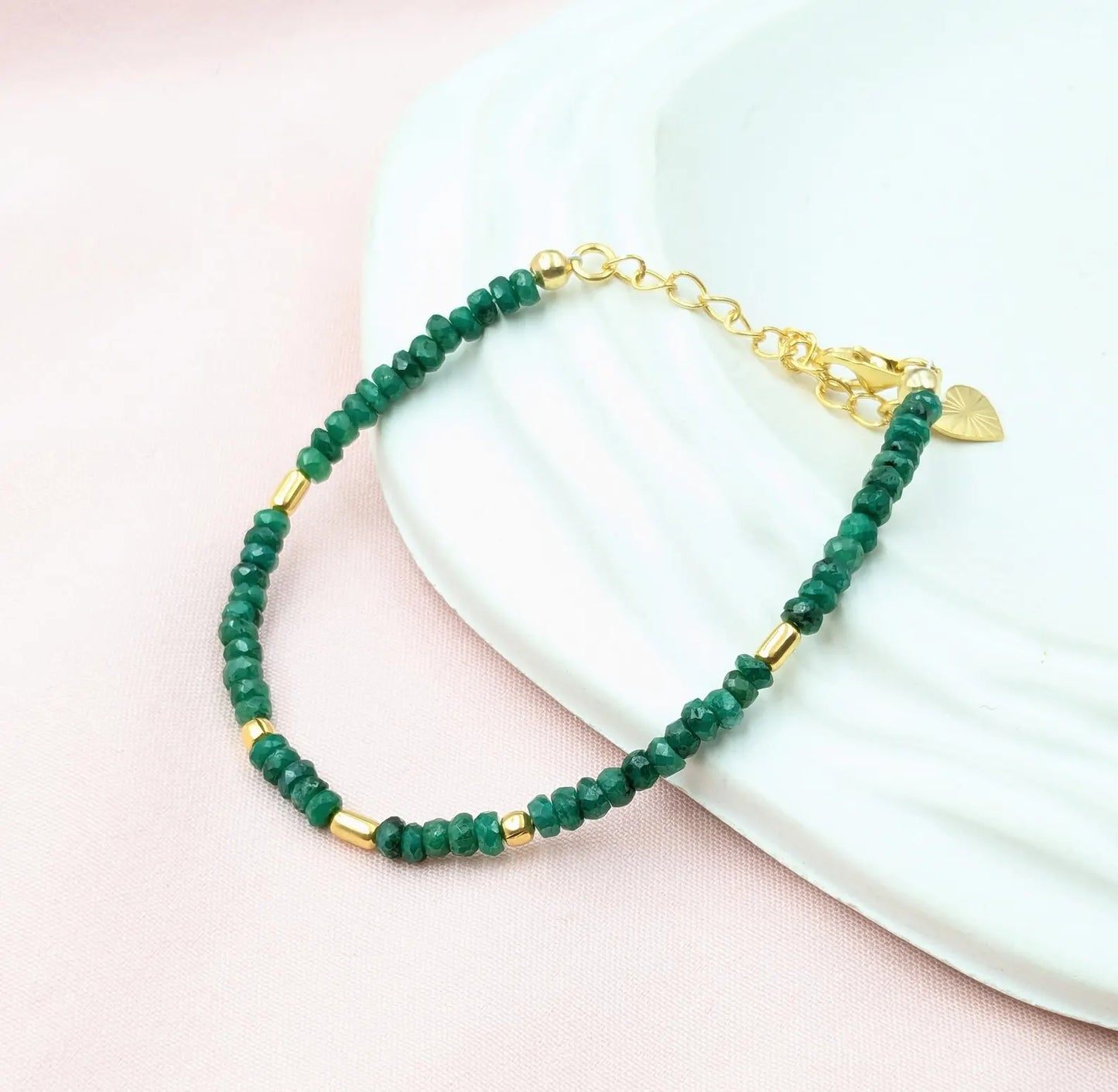 18K Gold Emerald Corundum Bracelet