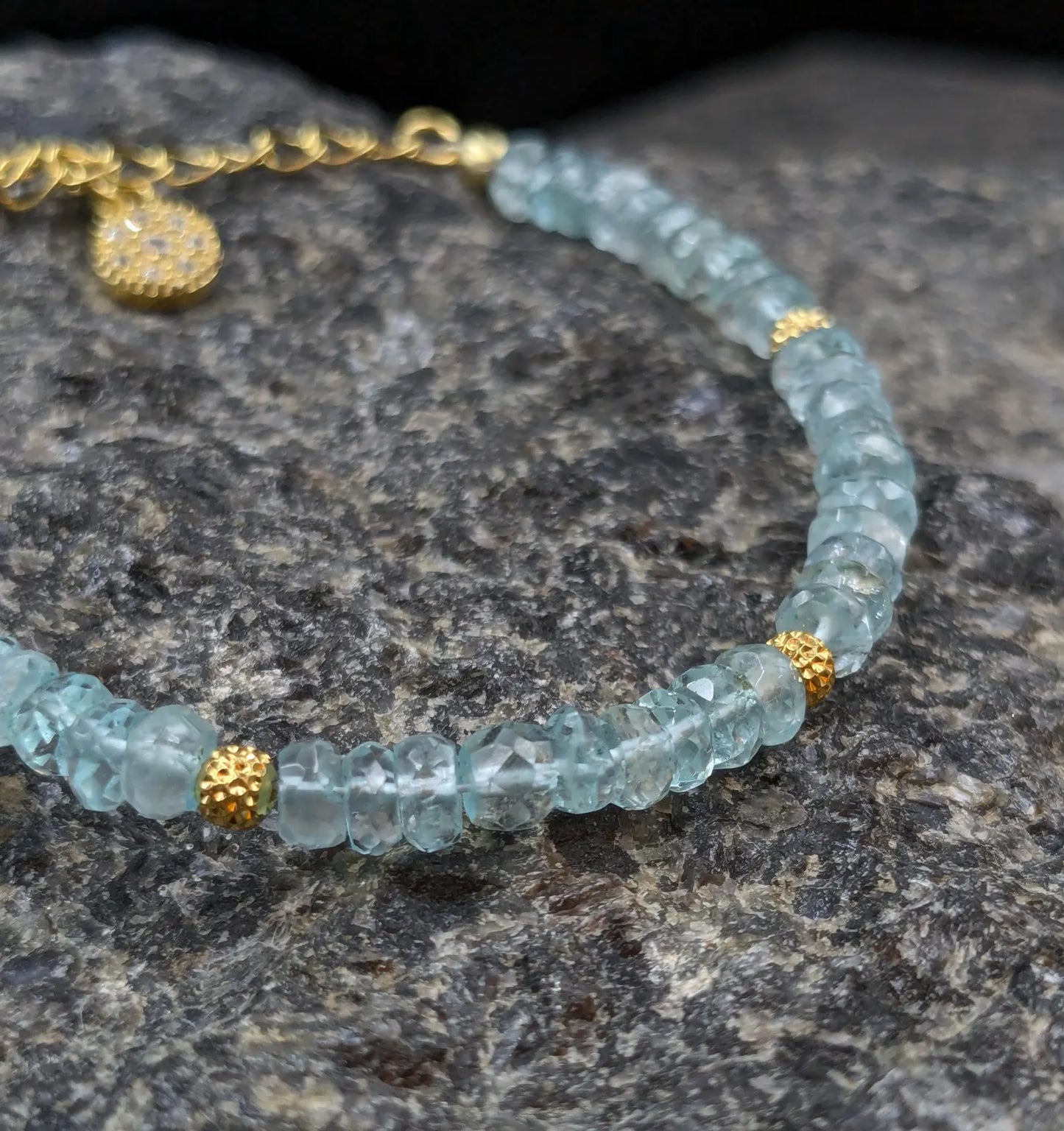 Aquamarine Bracelet 18K Gold Filled 925 Sterling Silver