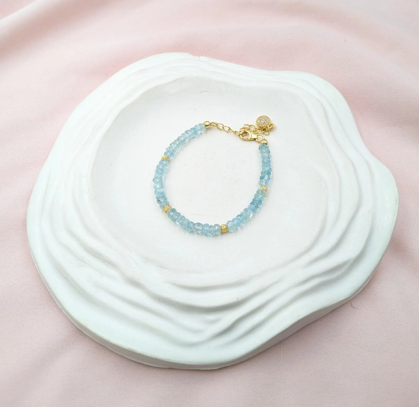 Aquamarine Bracelet 18K Gold Filled 925 Sterling Silver