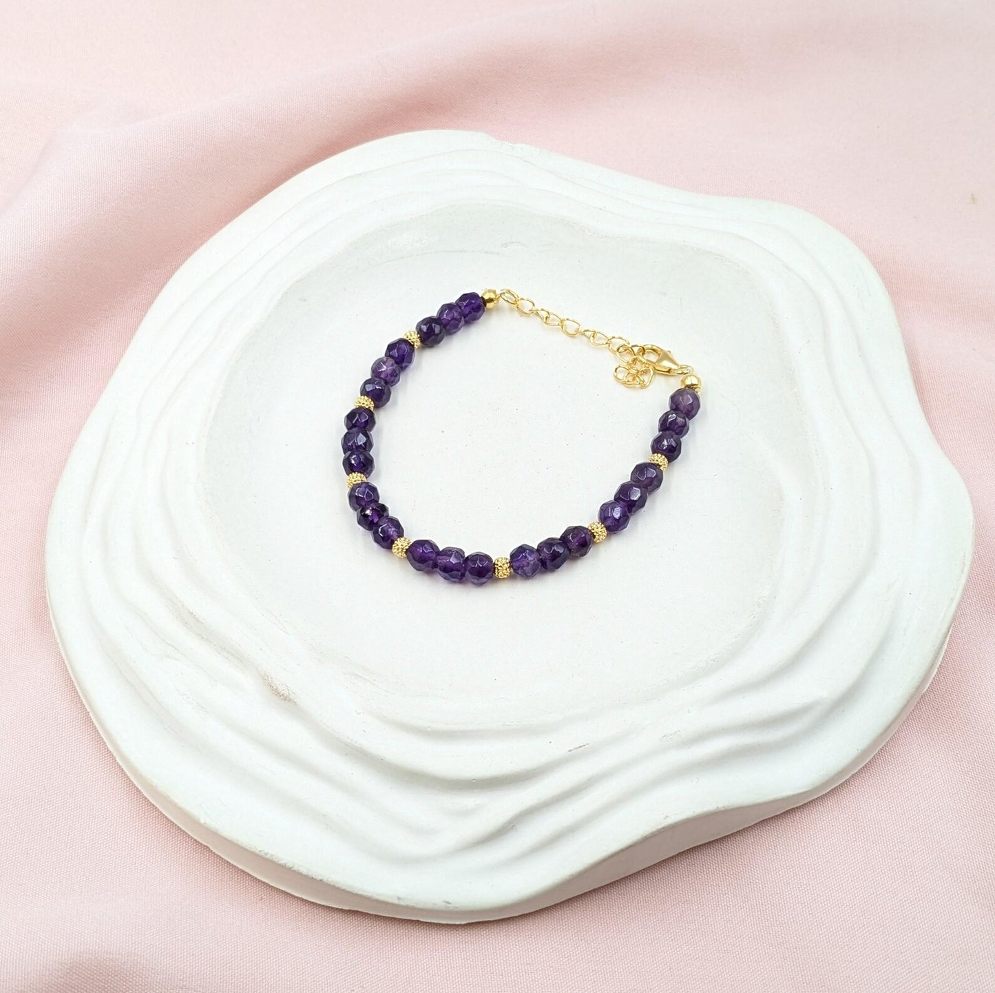Amethyst Bracelet 18K Gold Filled 925 Sterling Silver Jewelry