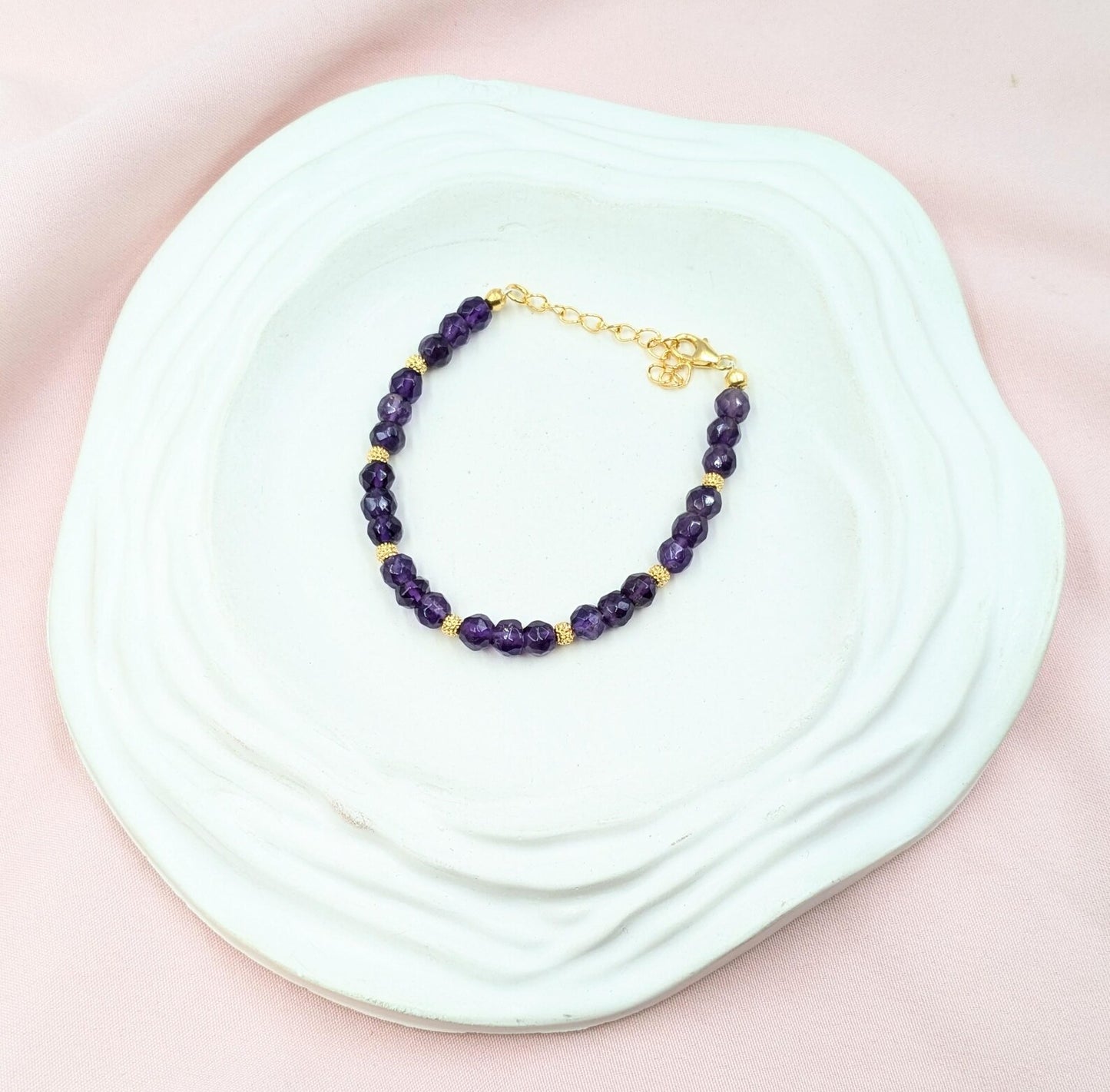 Amethyst Bracelet 18K Gold Filled 925 Sterling Silver Jewelry