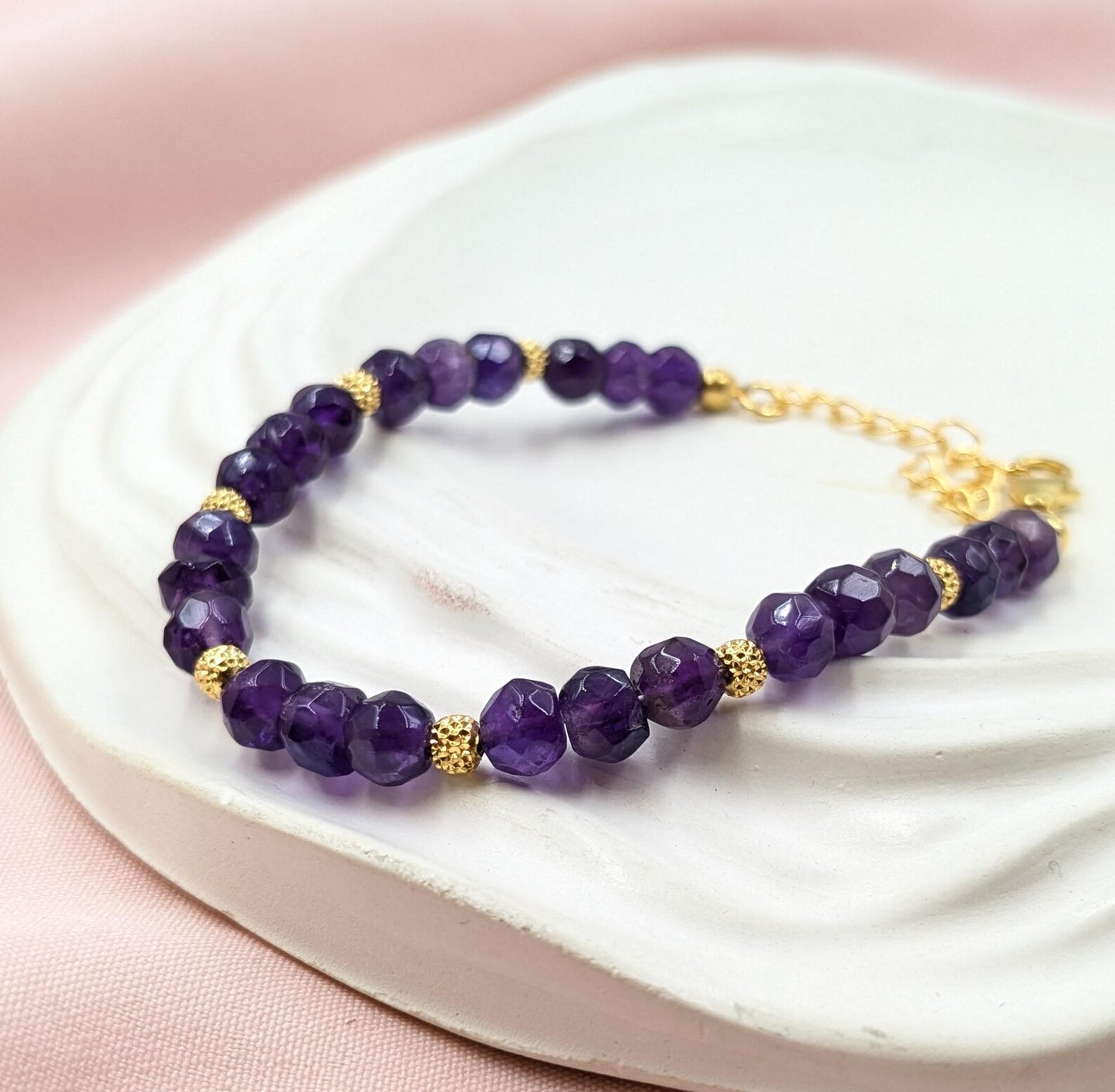 Amethyst Bracelet 18K Gold Filled 925 Sterling Silver Jewelry
