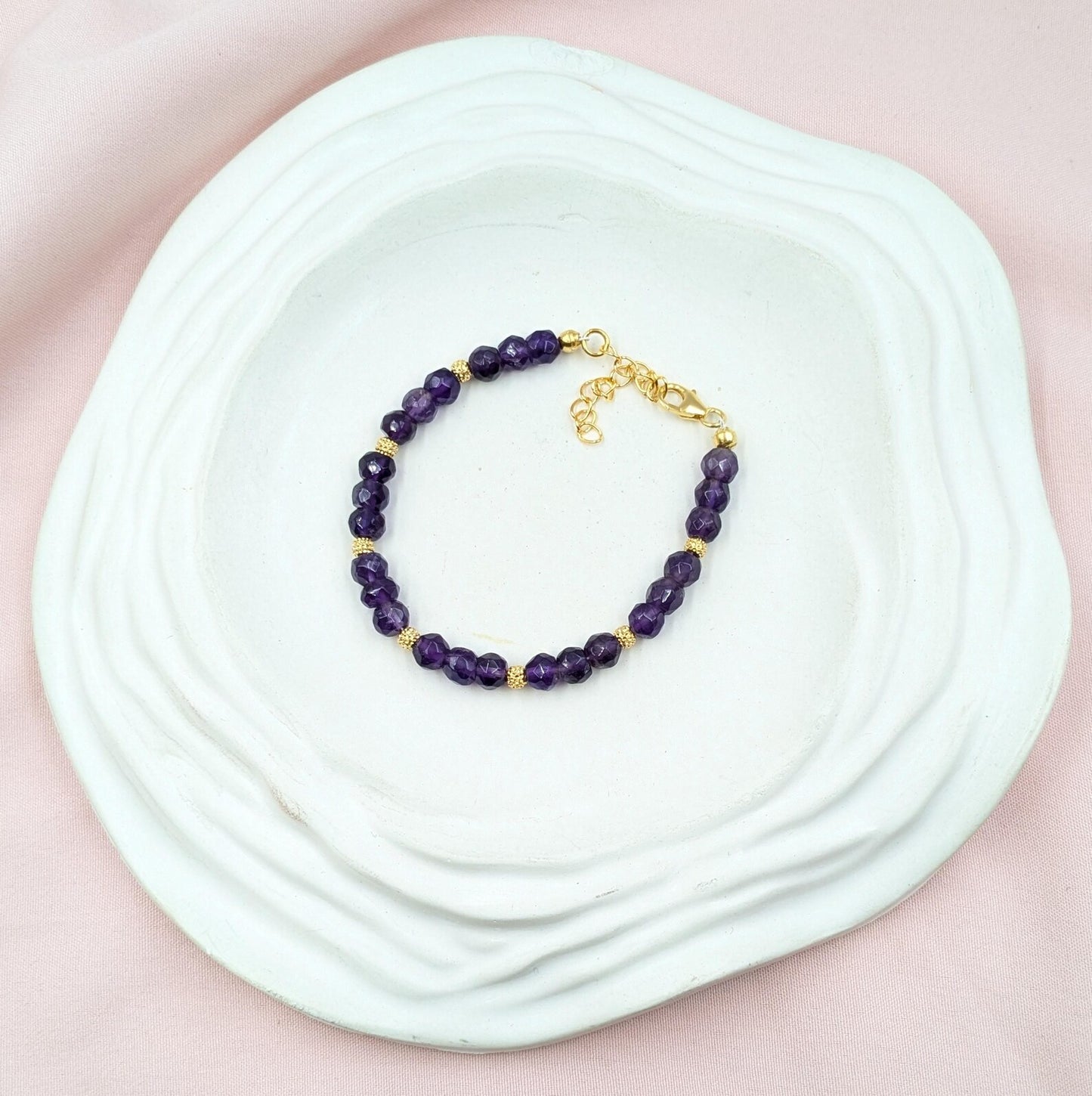 Amethyst Bracelet 18K Gold Filled 925 Sterling Silver Jewelry