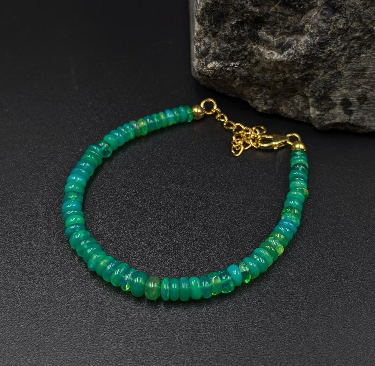AAA+ Green Ethiopian Opal Bracelet
