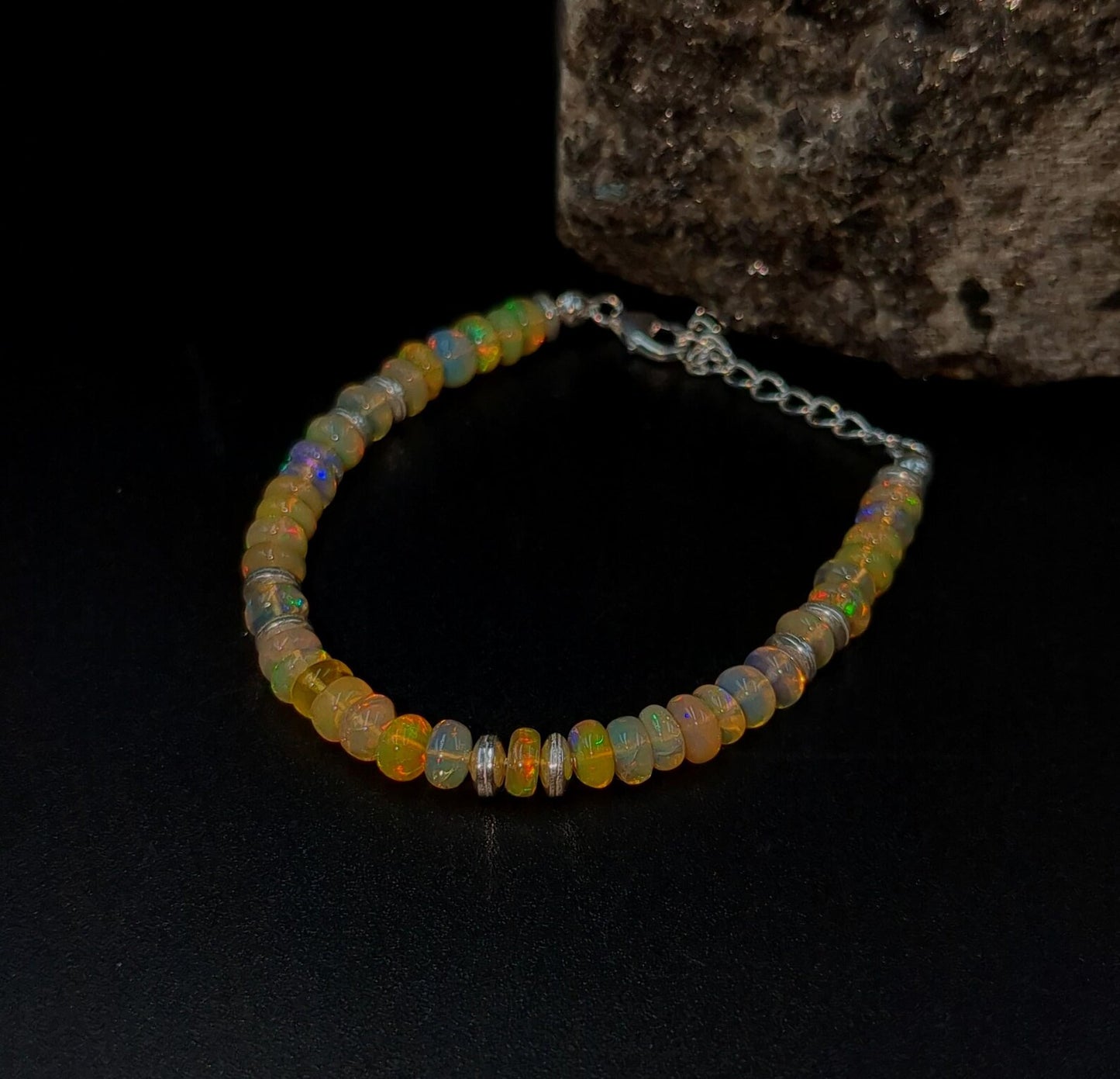 AAA+ Ethiopian Opal Bracelet 925 Sterling Silver Bracelet