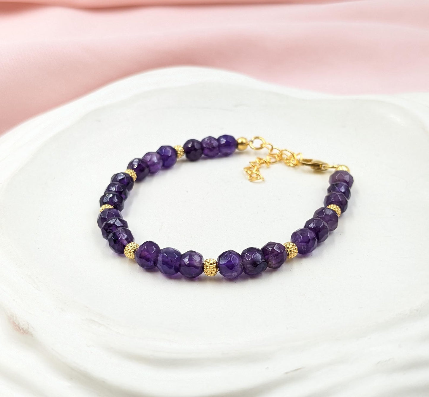 Amethyst Bracelet 18K Gold Filled 925 Sterling Silver Jewelry