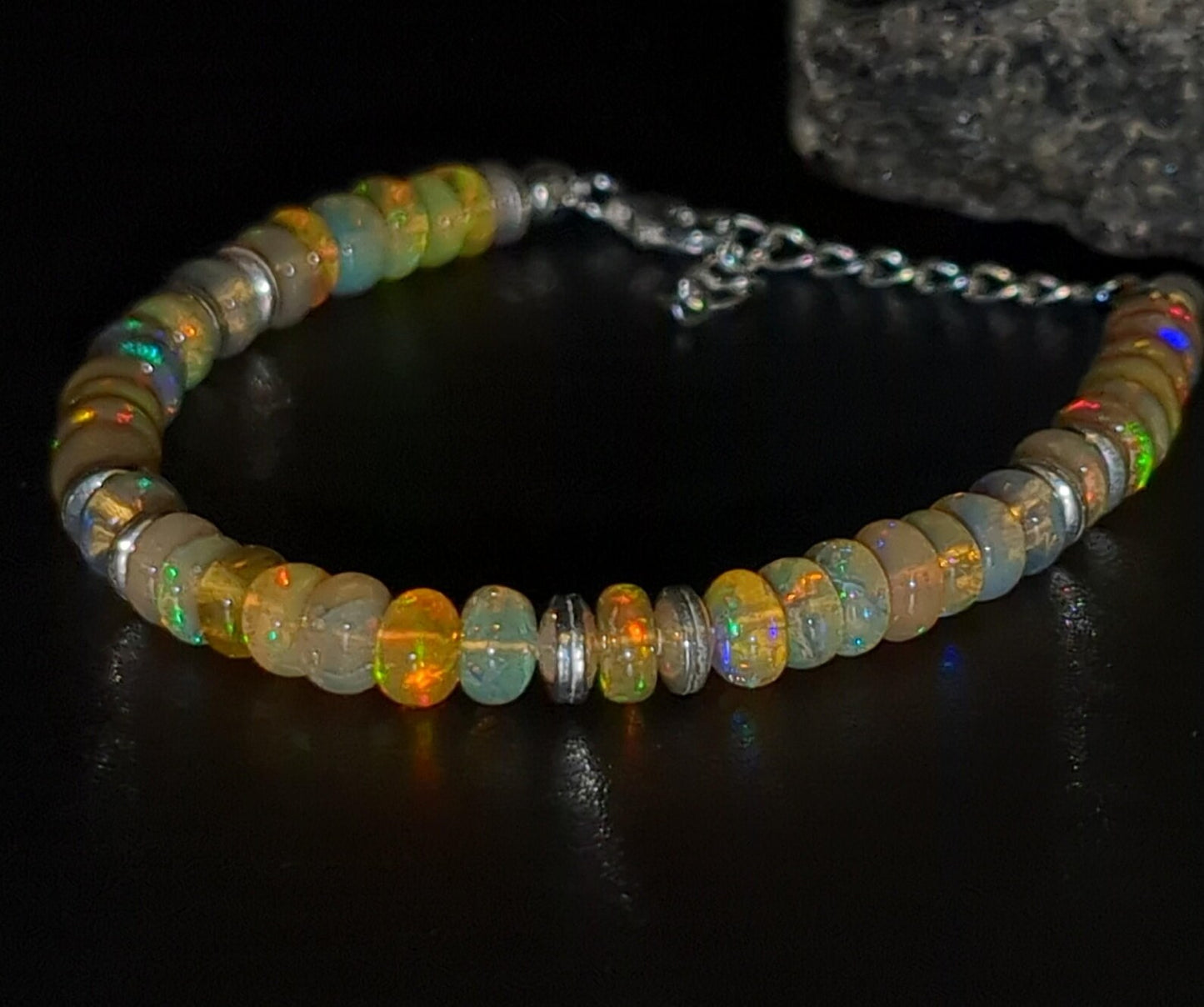 AAA+ Ethiopian Opal Bracelet 925 Sterling Silver Bracelet