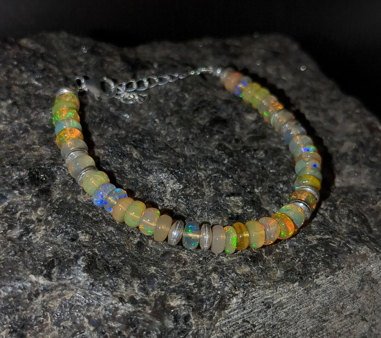 AAA+ Ethiopian Opal Bracelet 925 Sterling Silver Bracelet