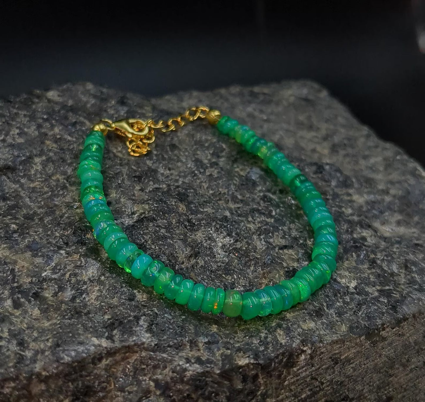 AAA+ Green Ethiopian Opal Bracelet
