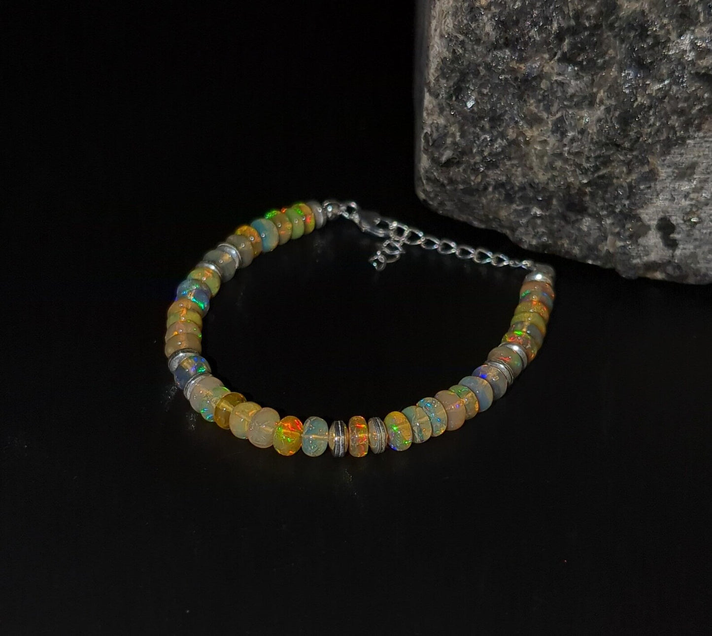 AAA+ Ethiopian Opal Bracelet 925 Sterling Silver Bracelet